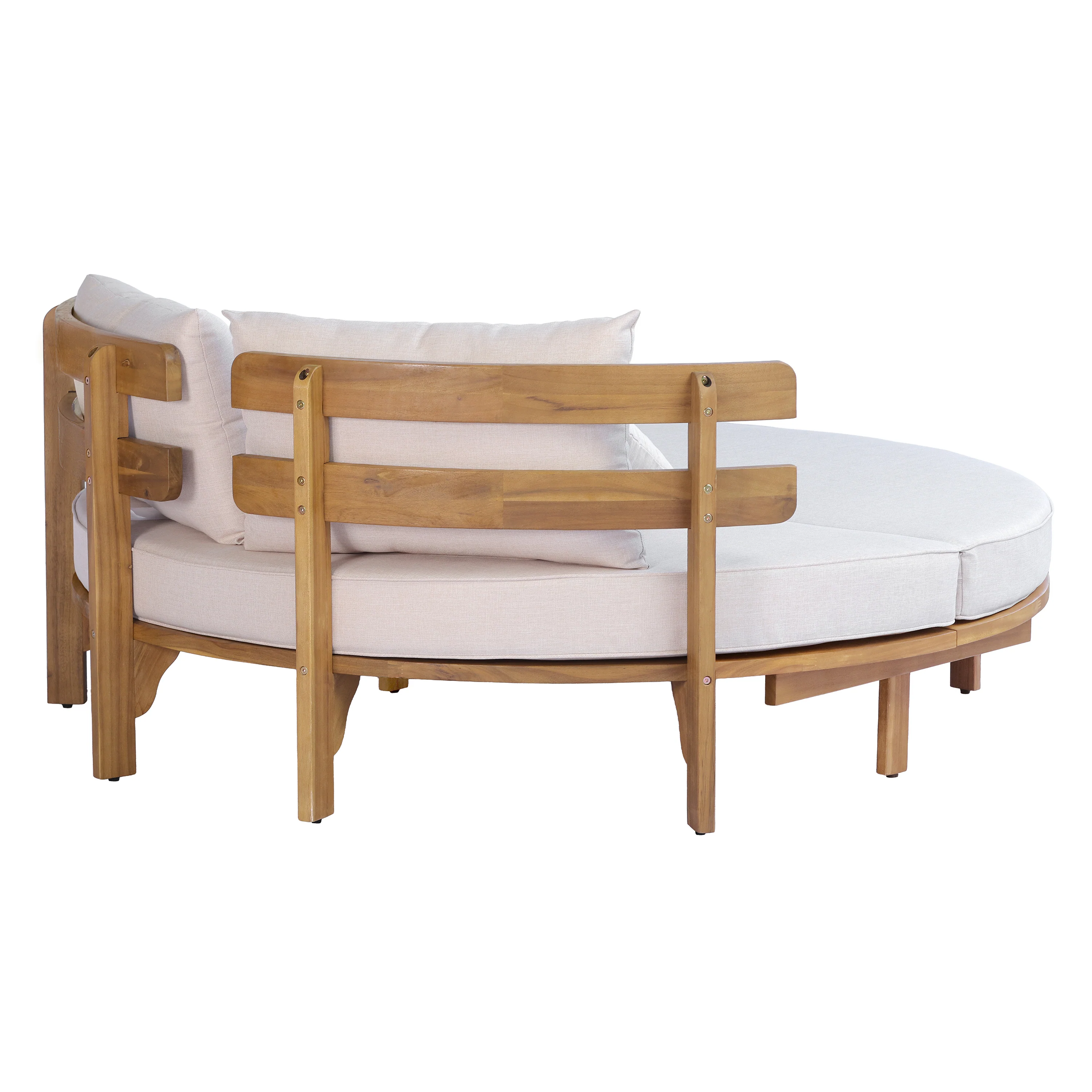 Outdoor Acacia Wood Round Lounger Daybed - Image 15