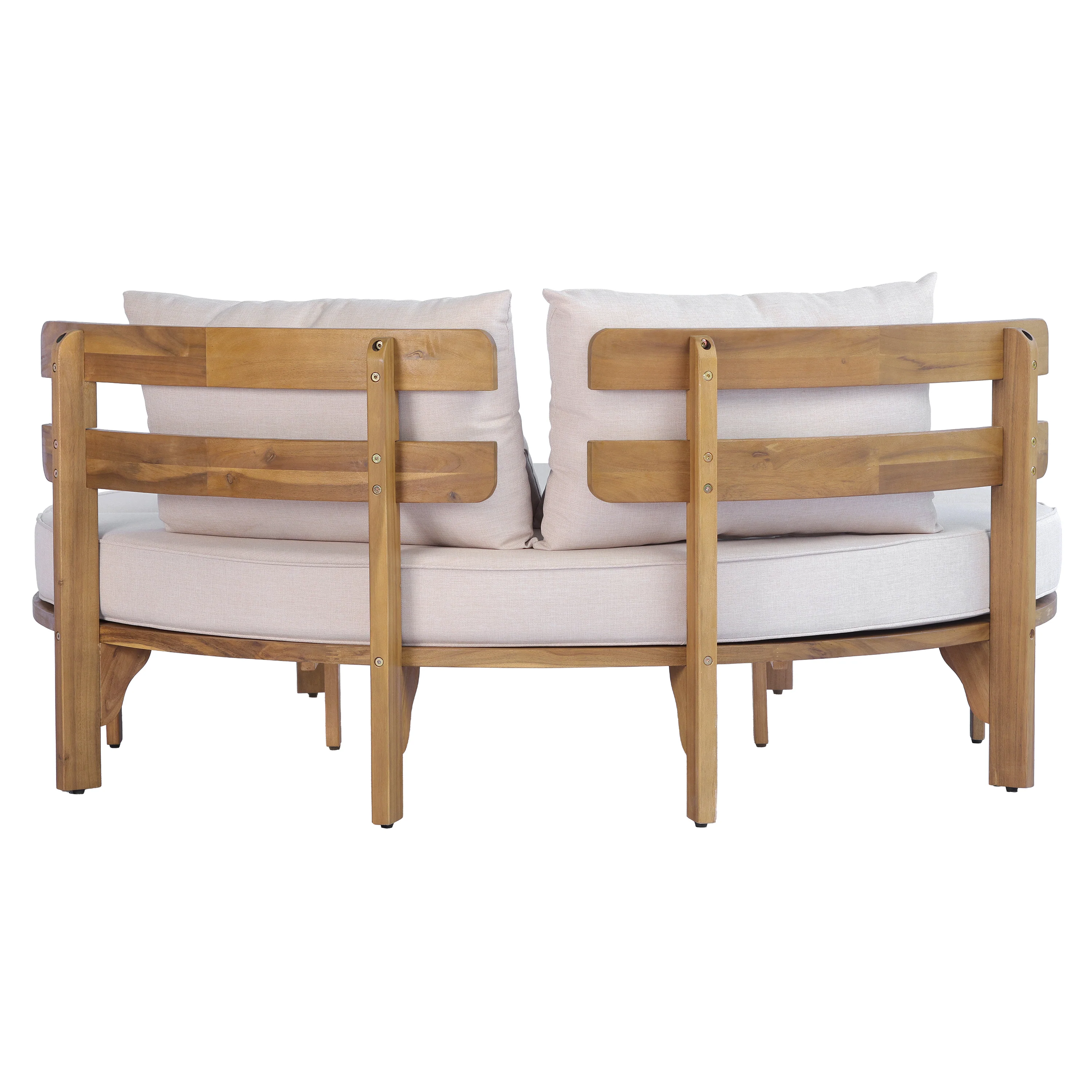 Outdoor Acacia Wood Round Lounger Daybed - Image 16