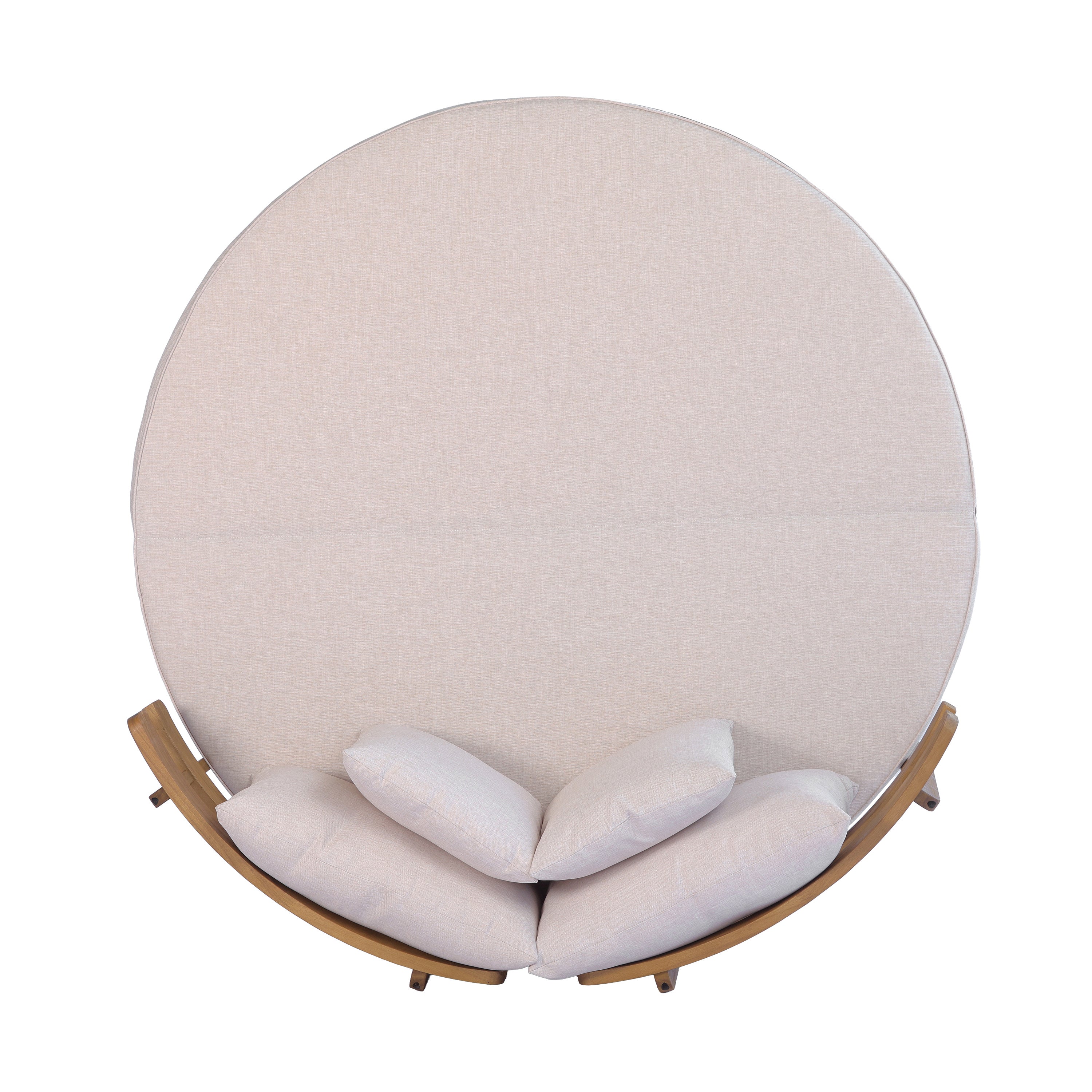 Outdoor Acacia Wood Round Lounger Daybed - Image 17