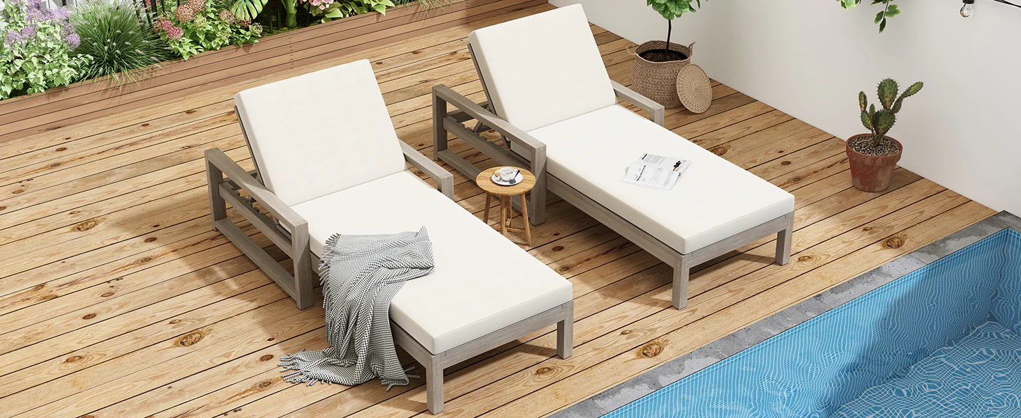 Outdoor Lounge Chair with Cushion & Adjustable Backrest - Image 24