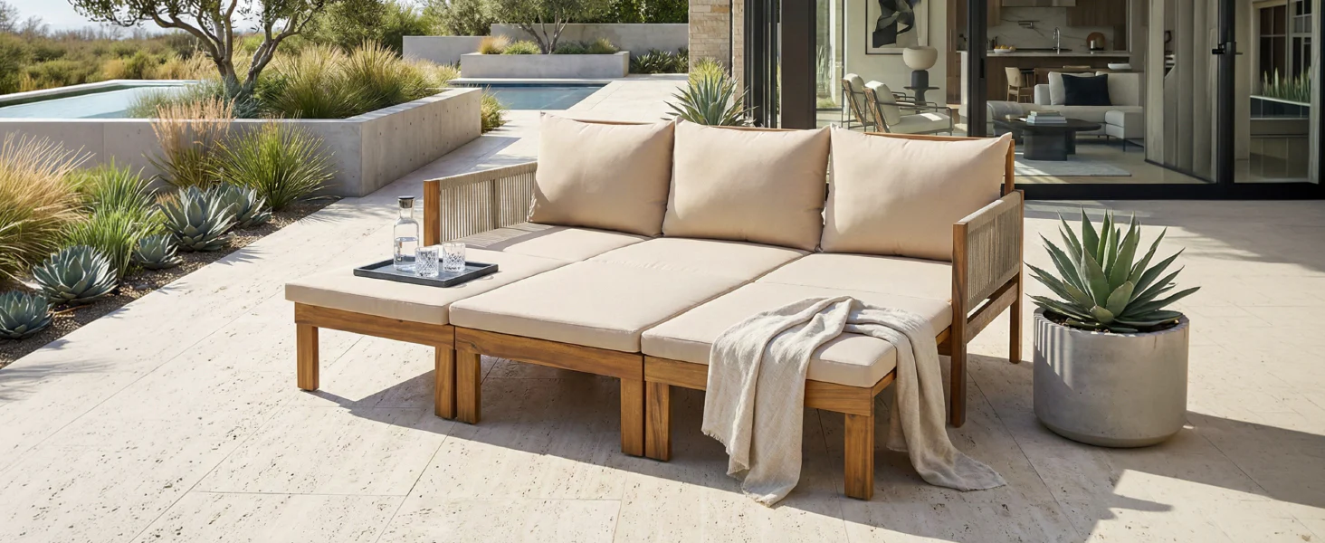 Outdoor Patio 3 Seat Sunbed Daybed Couch - Image 24