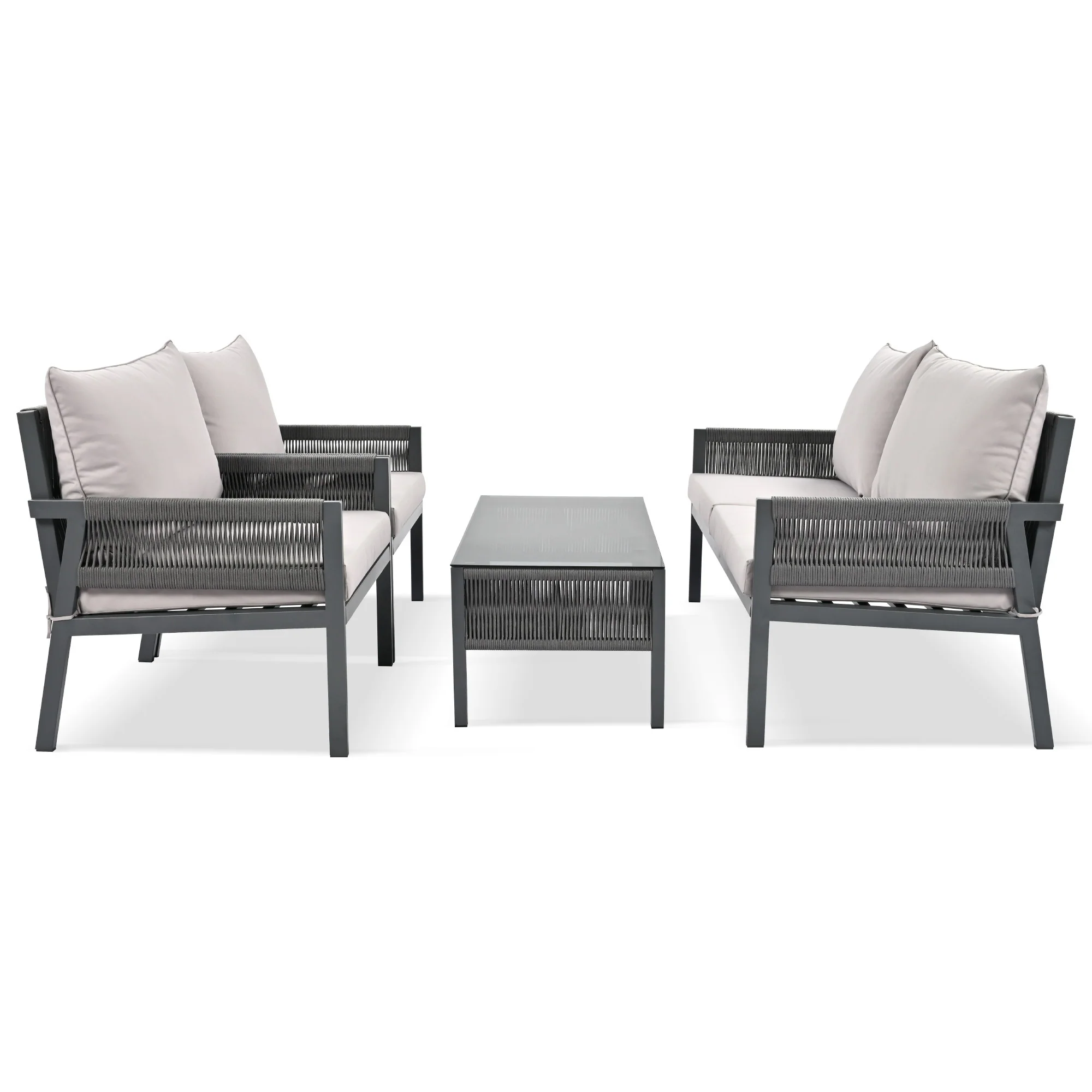 Outdoor Patio 4-Piece Rope Patio Furniture Set with Coffee Table - Image 13
