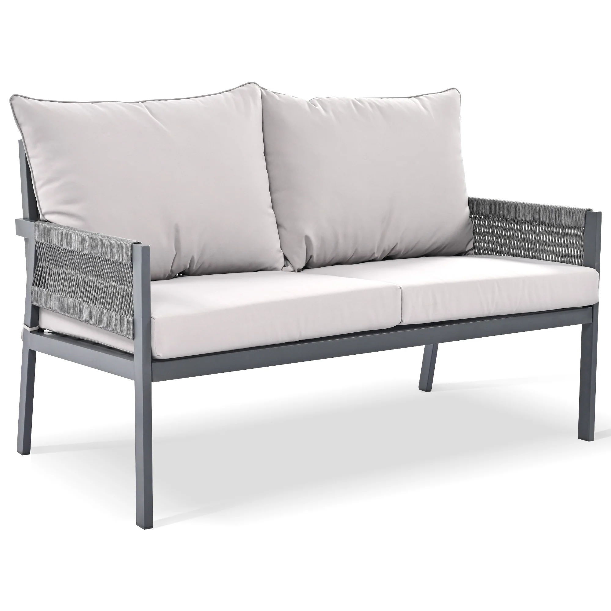 Outdoor Patio 4-Piece Rope Patio Furniture Set with Coffee Table - Image 17