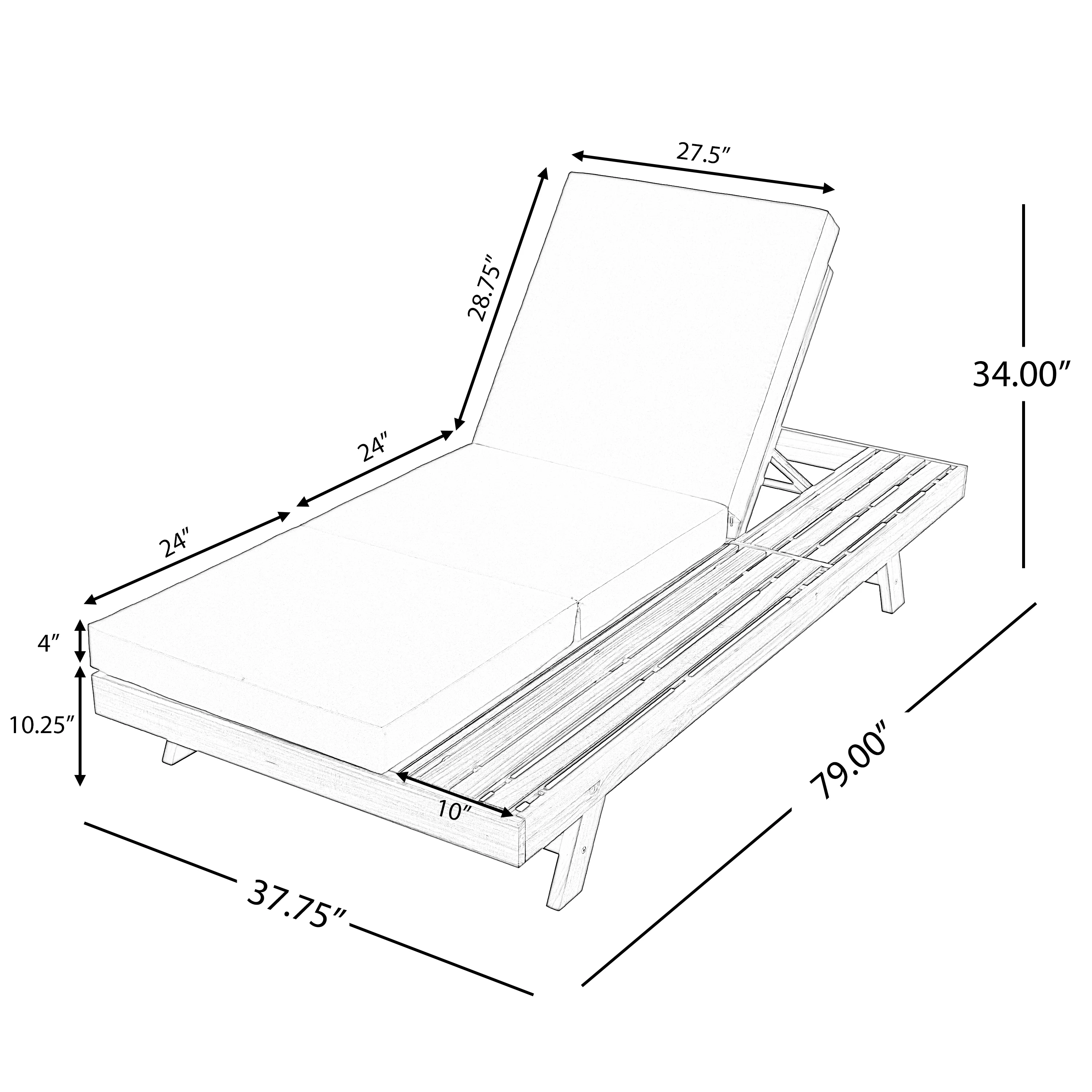 Walker Edison | Outdoor Patio Lounge Chaise Chair - Image 3