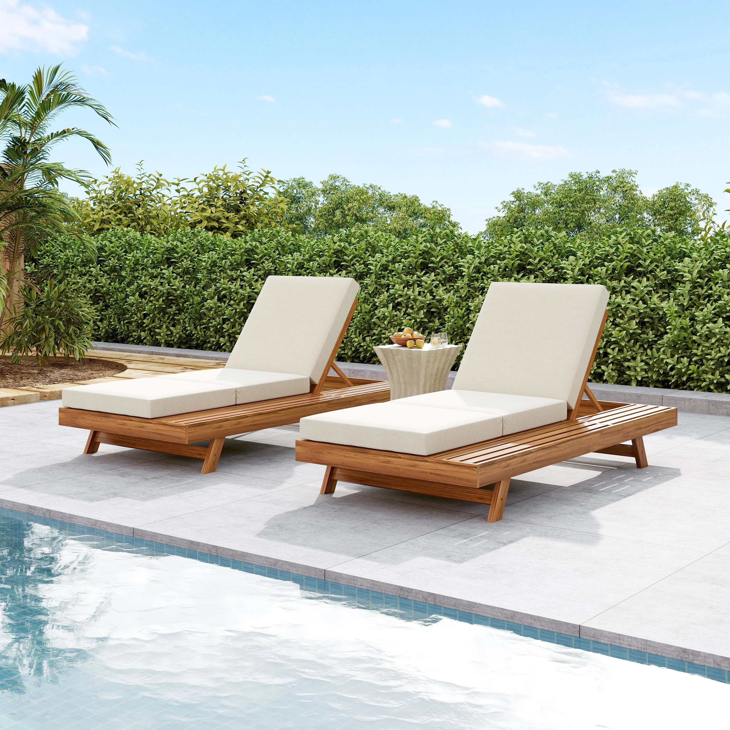 Walker Edison | Outdoor Patio Lounge Chaise Chair - Image 5