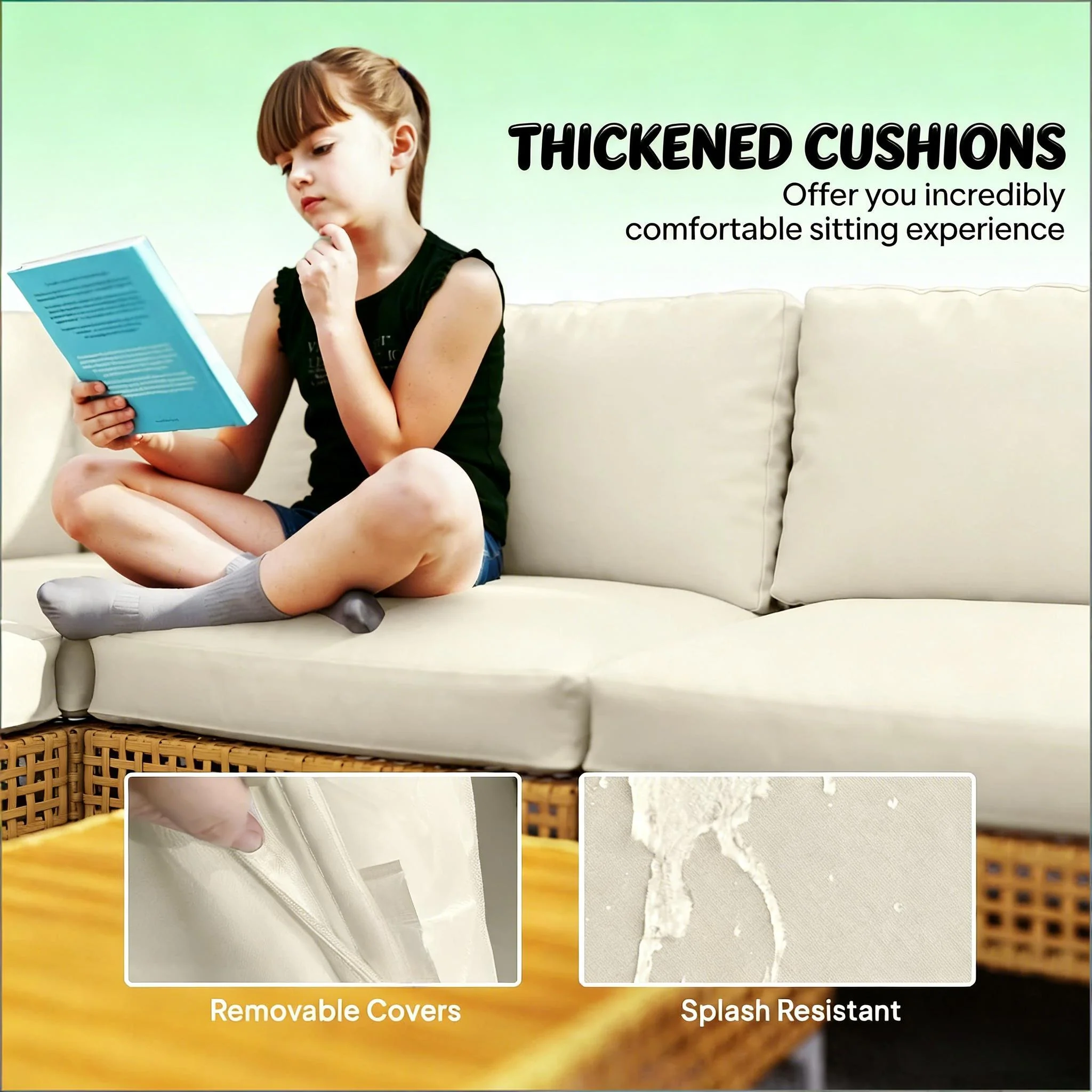 Outdoor Patio Modernist Modular Sectional Sofa 7 Piece Set - Image 5