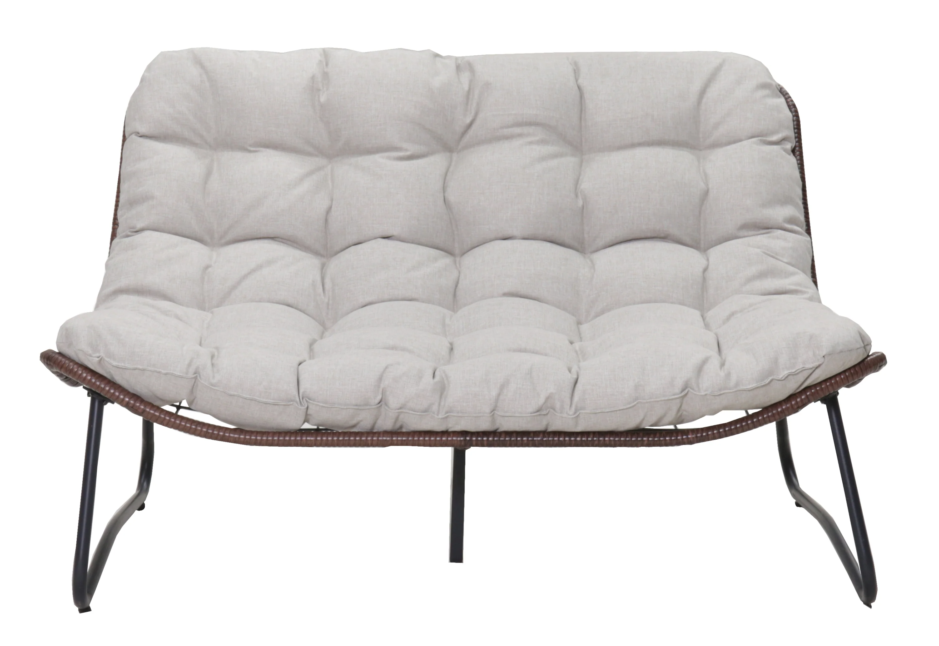 Outdoor Patio Papasan Loveseat Sofa with Luxury Thick Cushion - Image 2