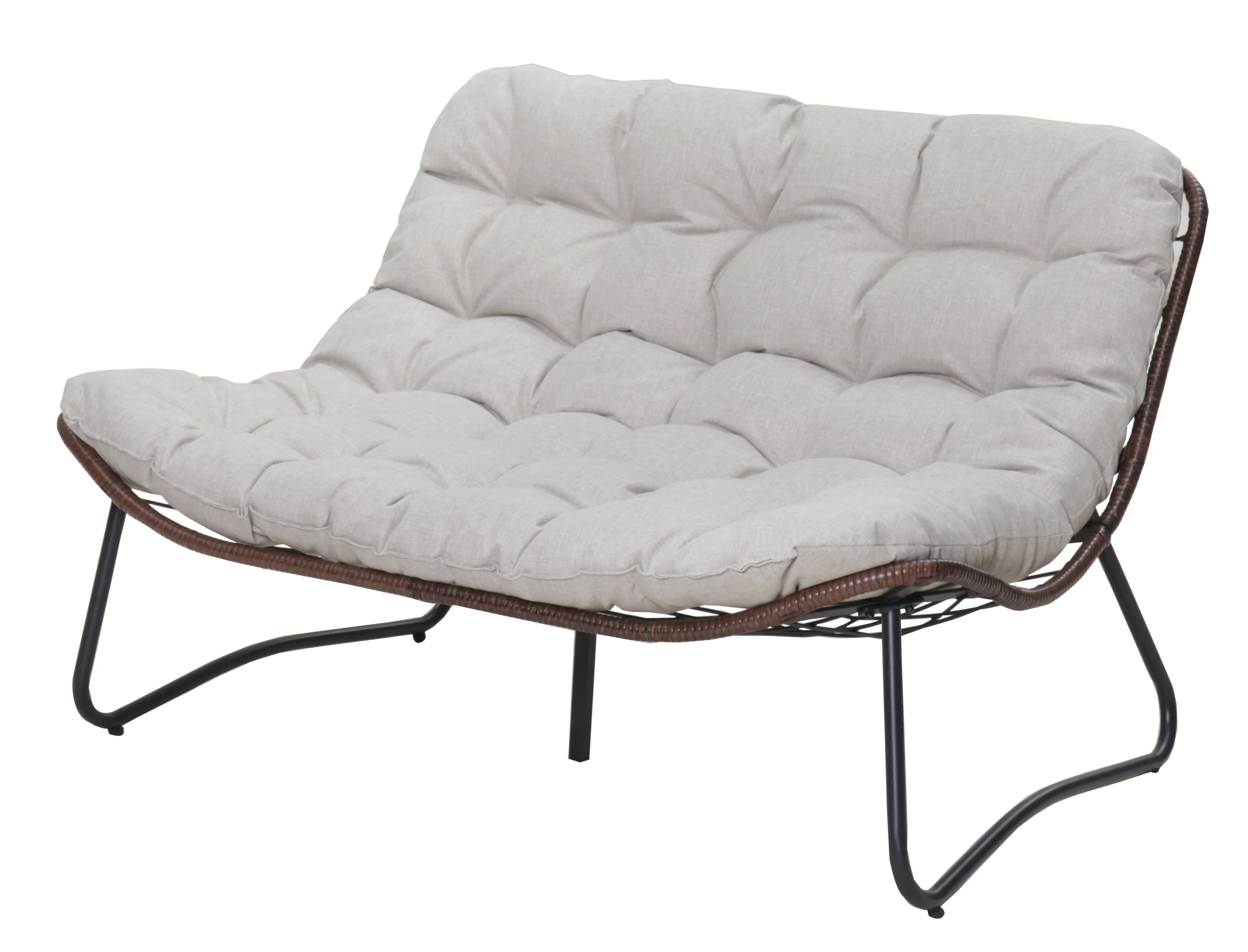Outdoor Patio Papasan Loveseat Sofa with Luxury Thick Cushion - Image 4