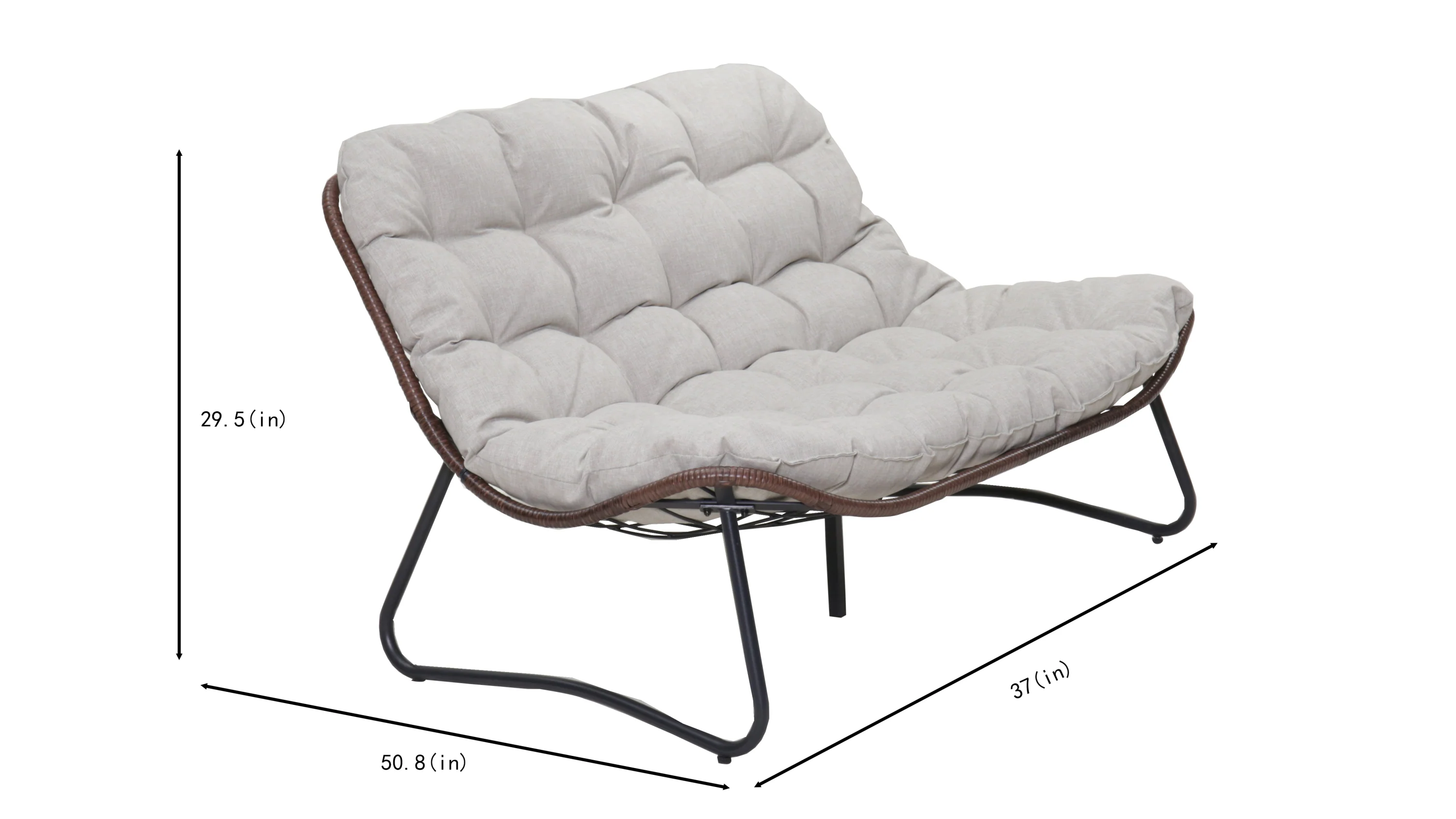 Outdoor Patio Papasan Loveseat Sofa with Luxury Thick Cushion - Image 9