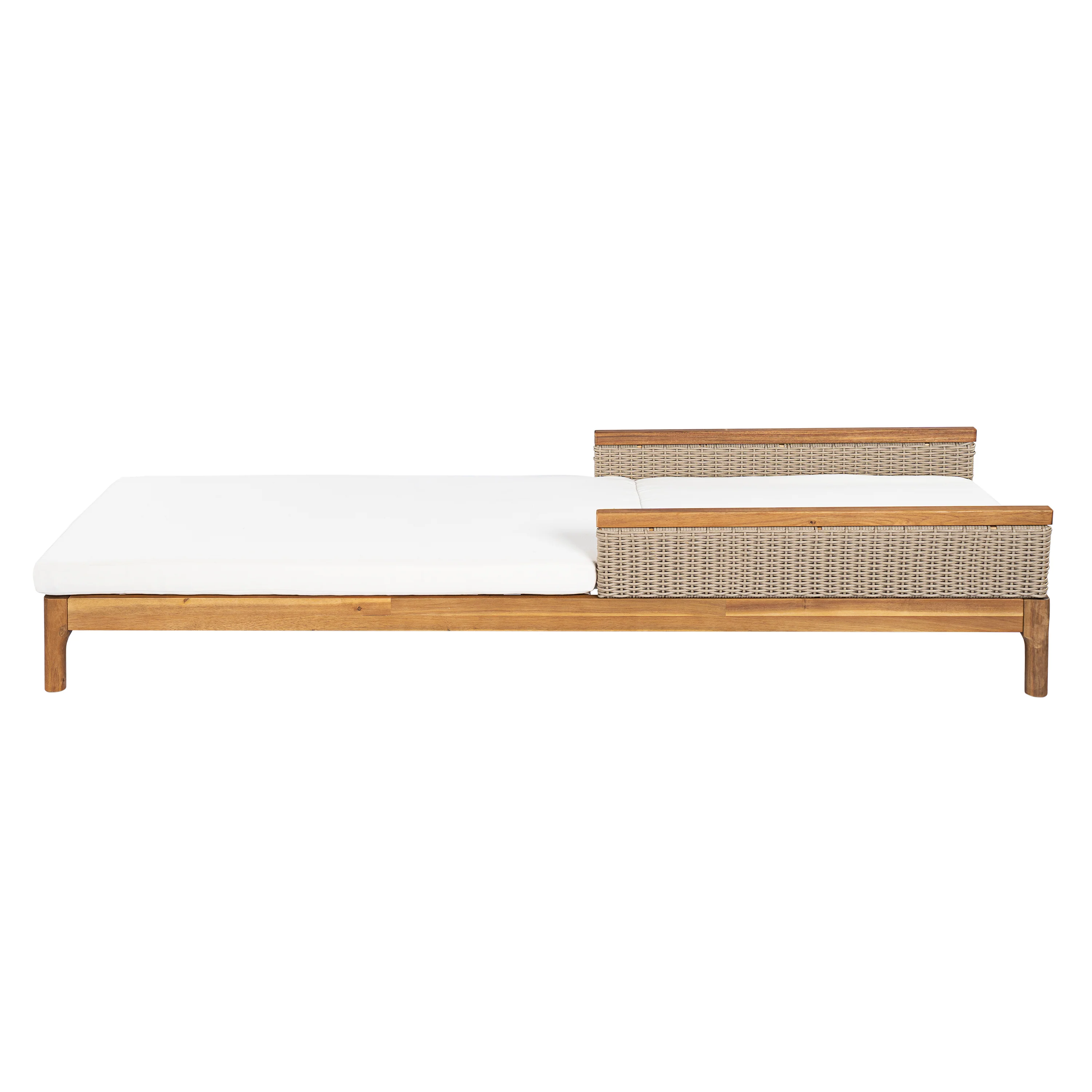 Outdoor Patio Solid Acacia Wood Sun Lounger with Cushions - Image 10
