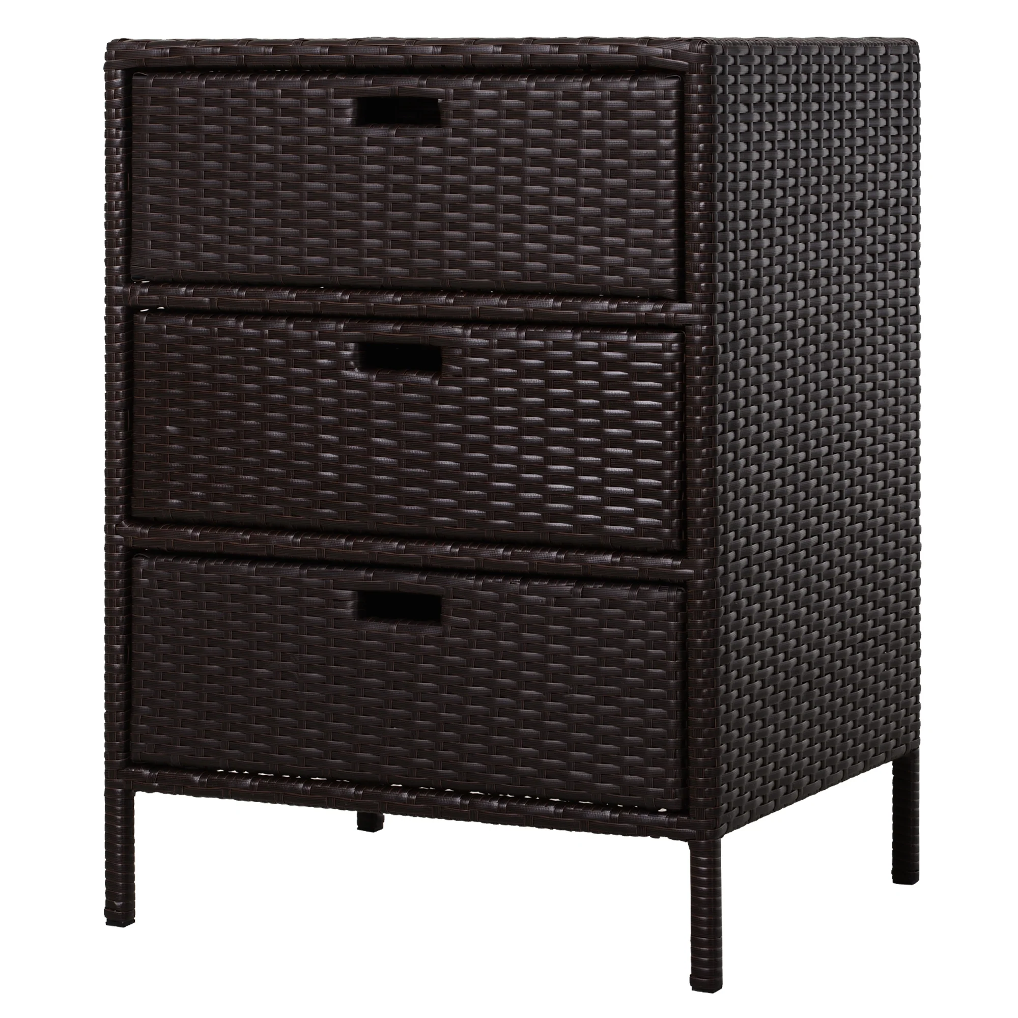 Outdoor Patio Wicker 3 Drawer Side Table for Storage - Image 7
