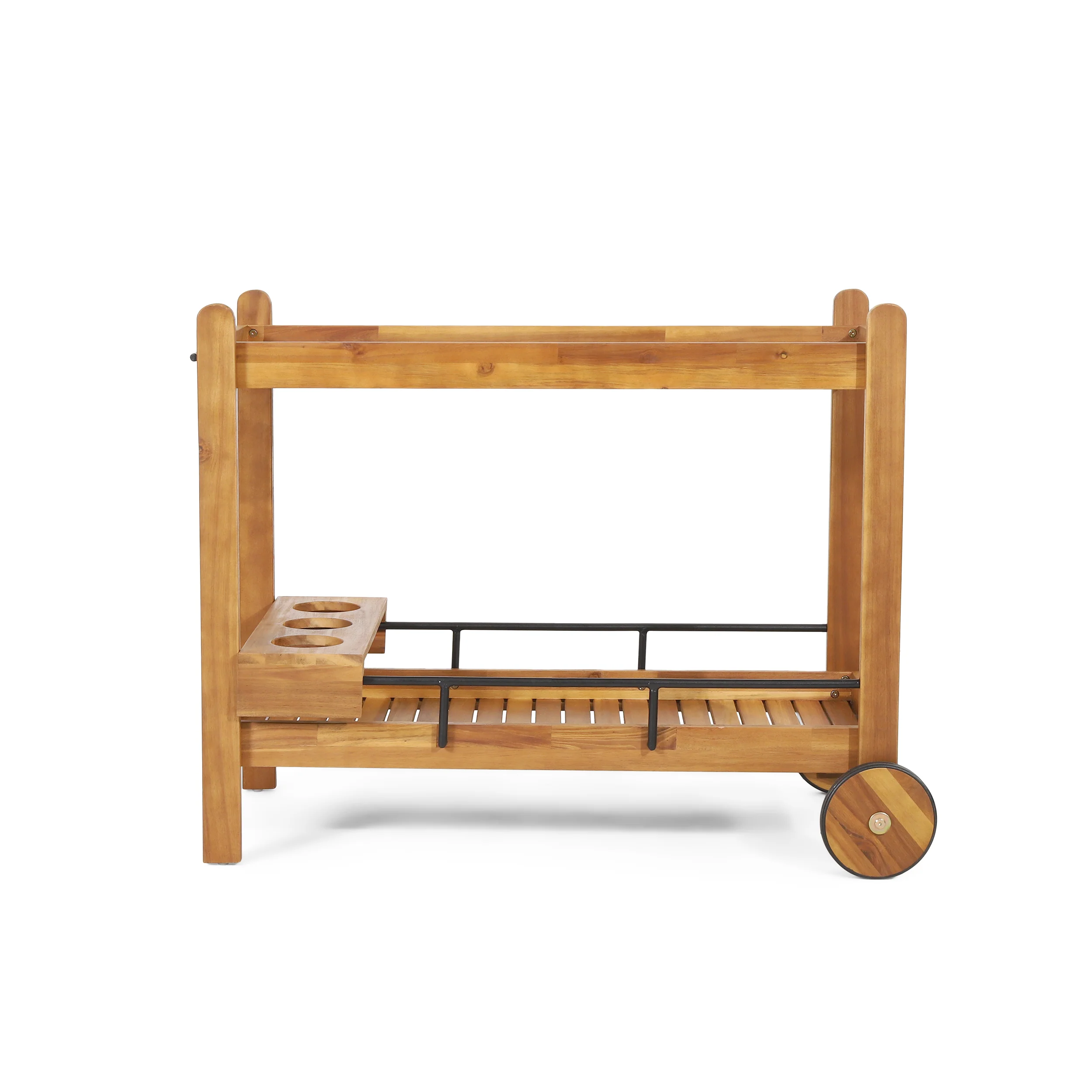 Walker Edison | Outdoor Patio Wood Bar Cart for Storage - Image 2