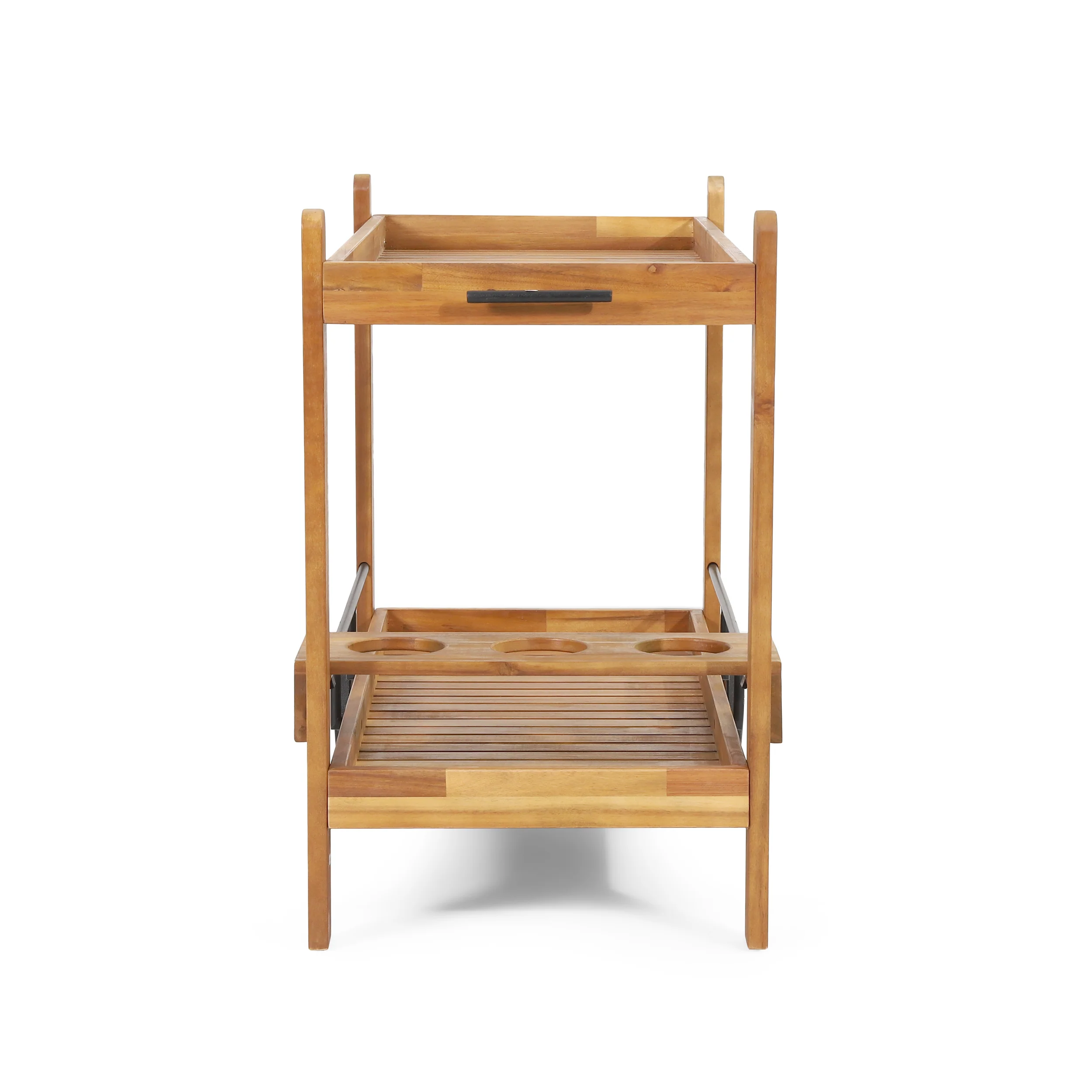 Walker Edison | Outdoor Patio Wood Bar Cart for Storage - Image 8