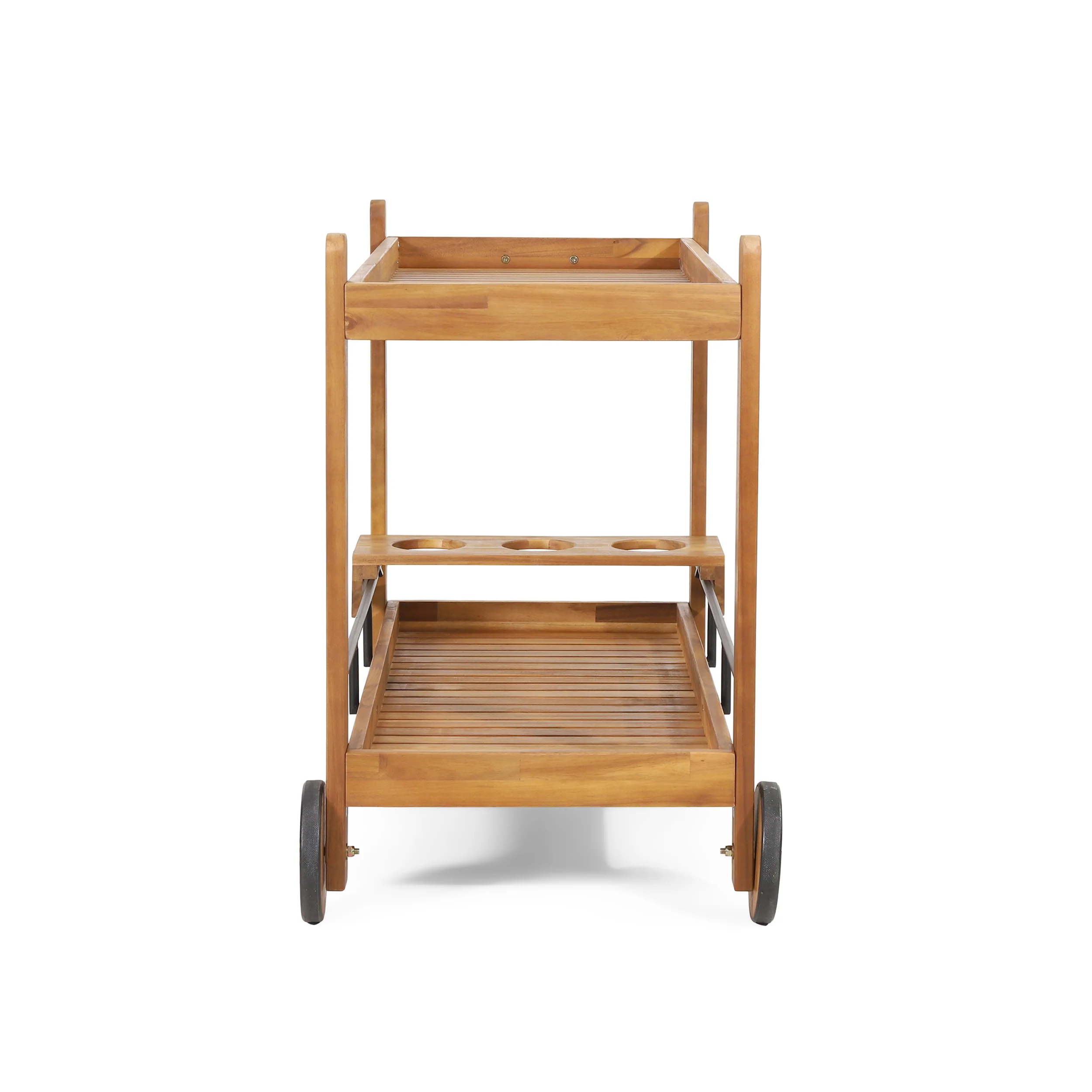Walker Edison | Outdoor Patio Wood Bar Cart for Storage - Image 9