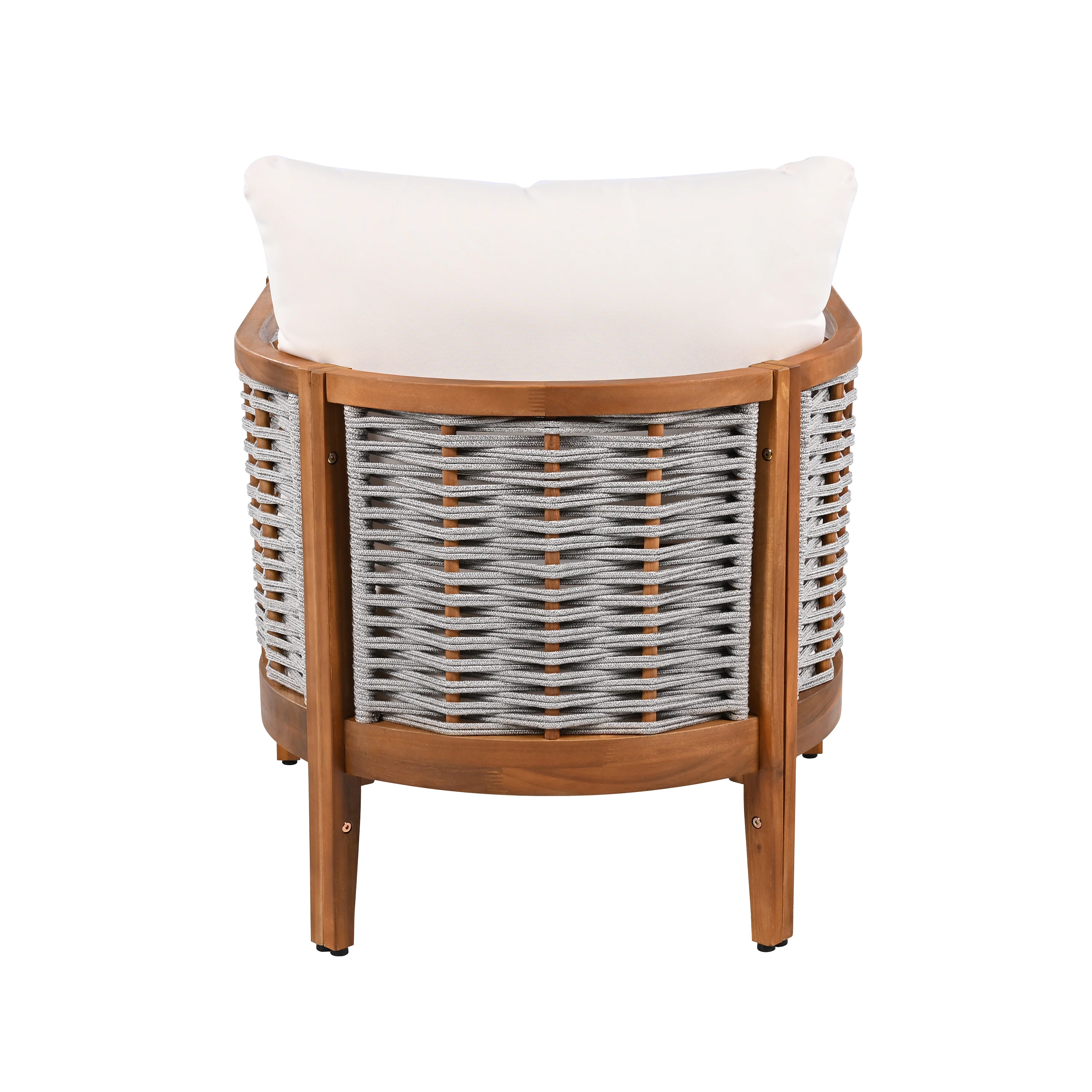 Outdoor Patio Woven Rope Tub Design 4 Seat Sofa Set with Soft Cushions & Table - Image 11