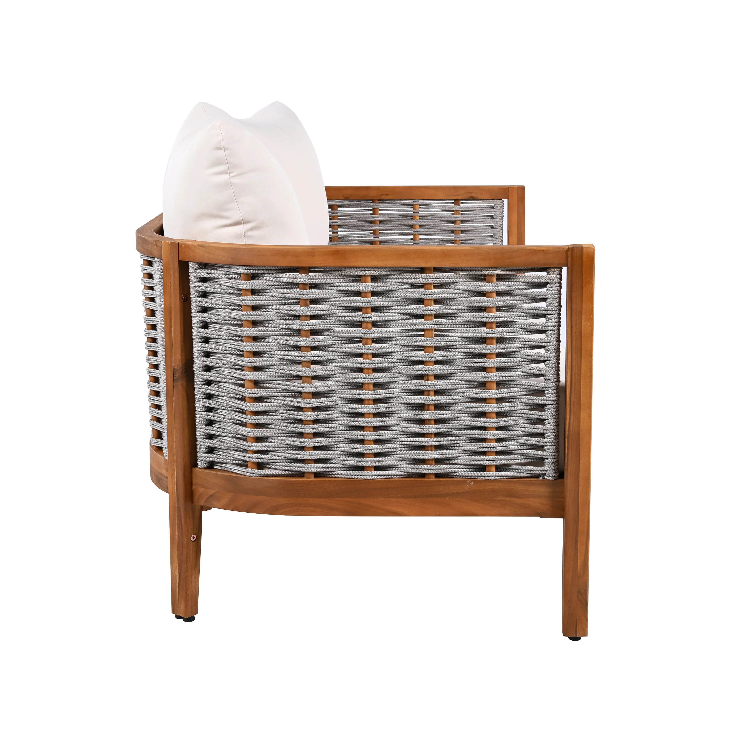 Outdoor Patio Woven Rope Tub Design 4 Seat Sofa Set with Soft Cushions & Table - Image 14