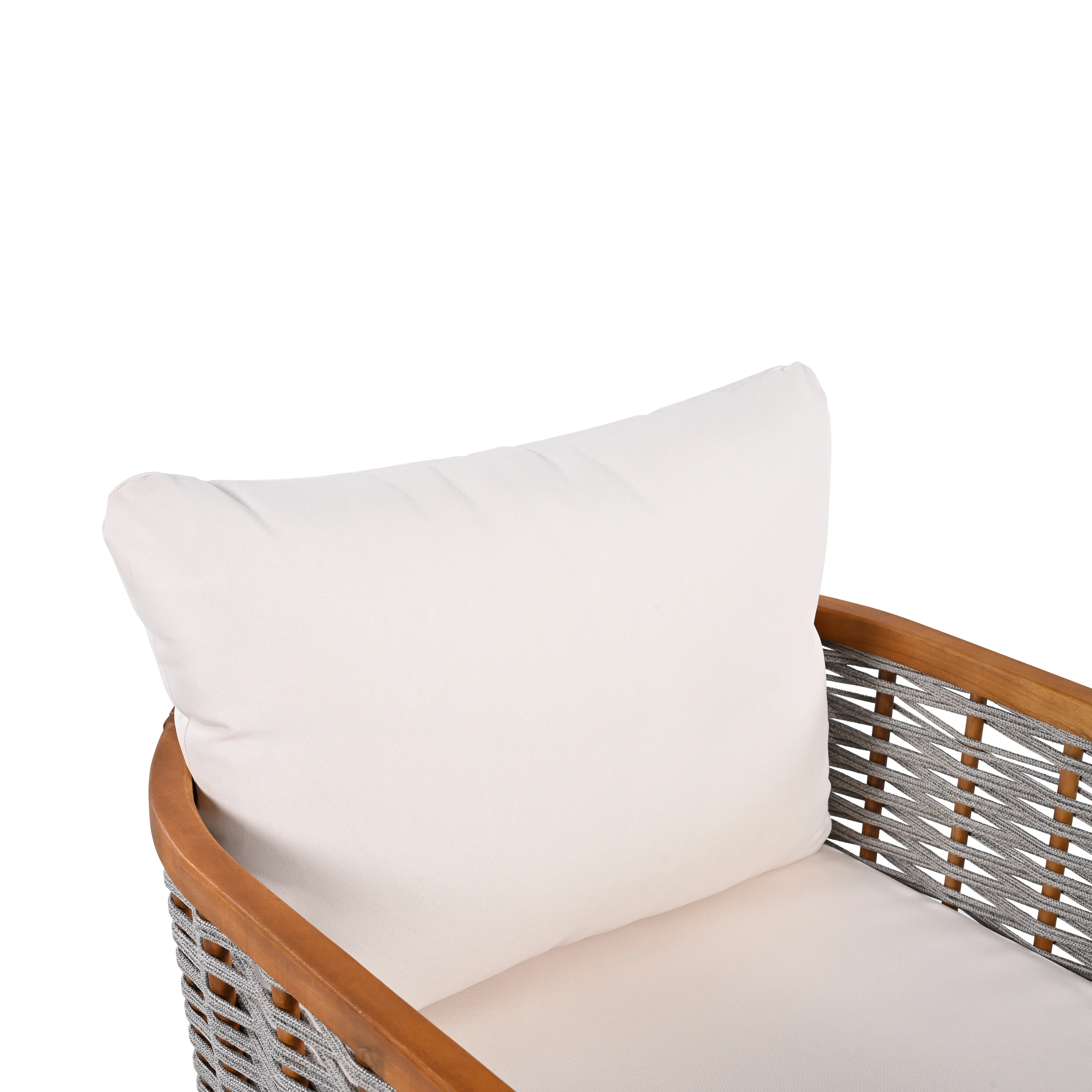 Outdoor Patio Woven Rope Tub Design 4 Seat Sofa Set with Soft Cushions & Table - Image 19