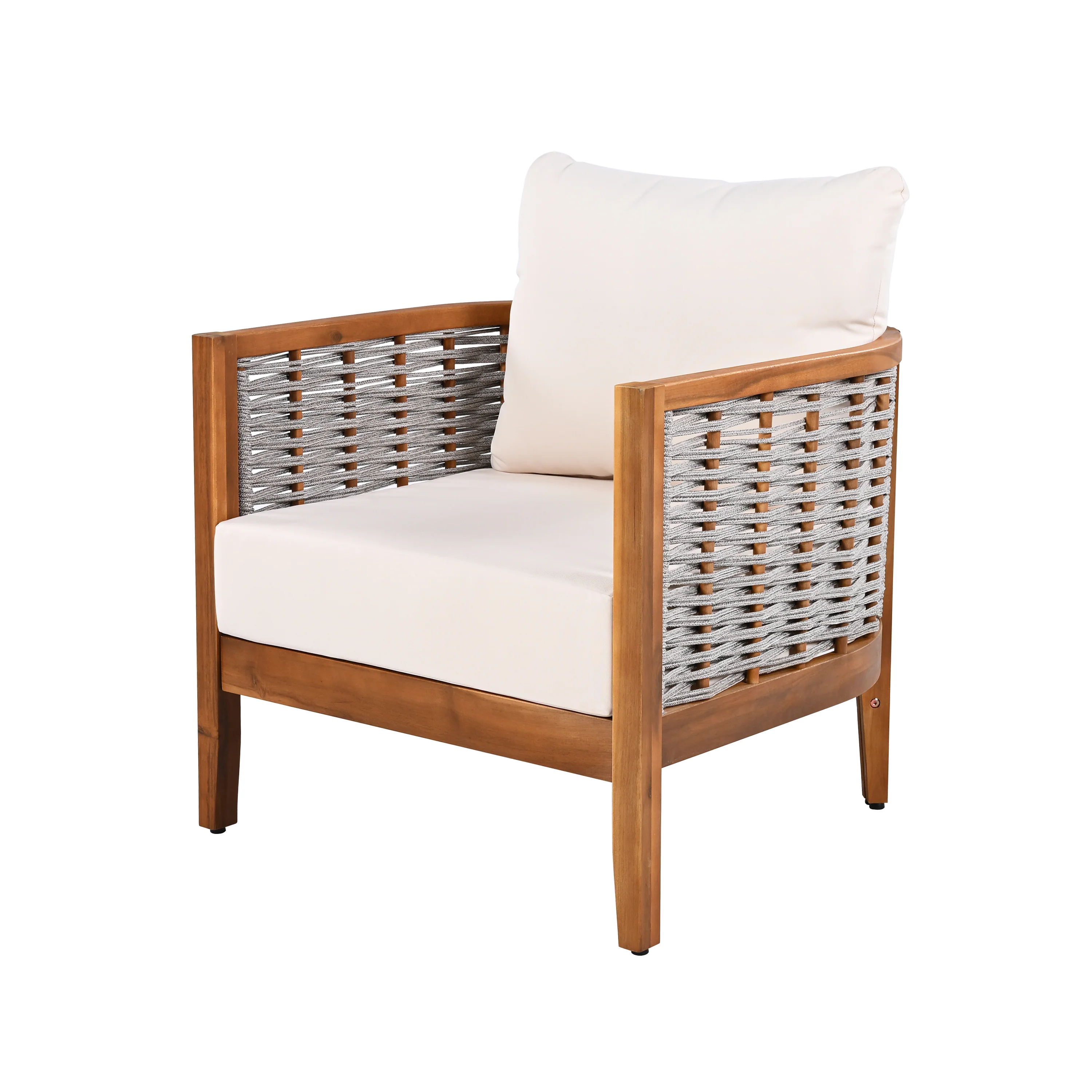 Outdoor Patio Woven Rope Tub Design 4 Seat Sofa Set with Soft Cushions & Table - Image 6