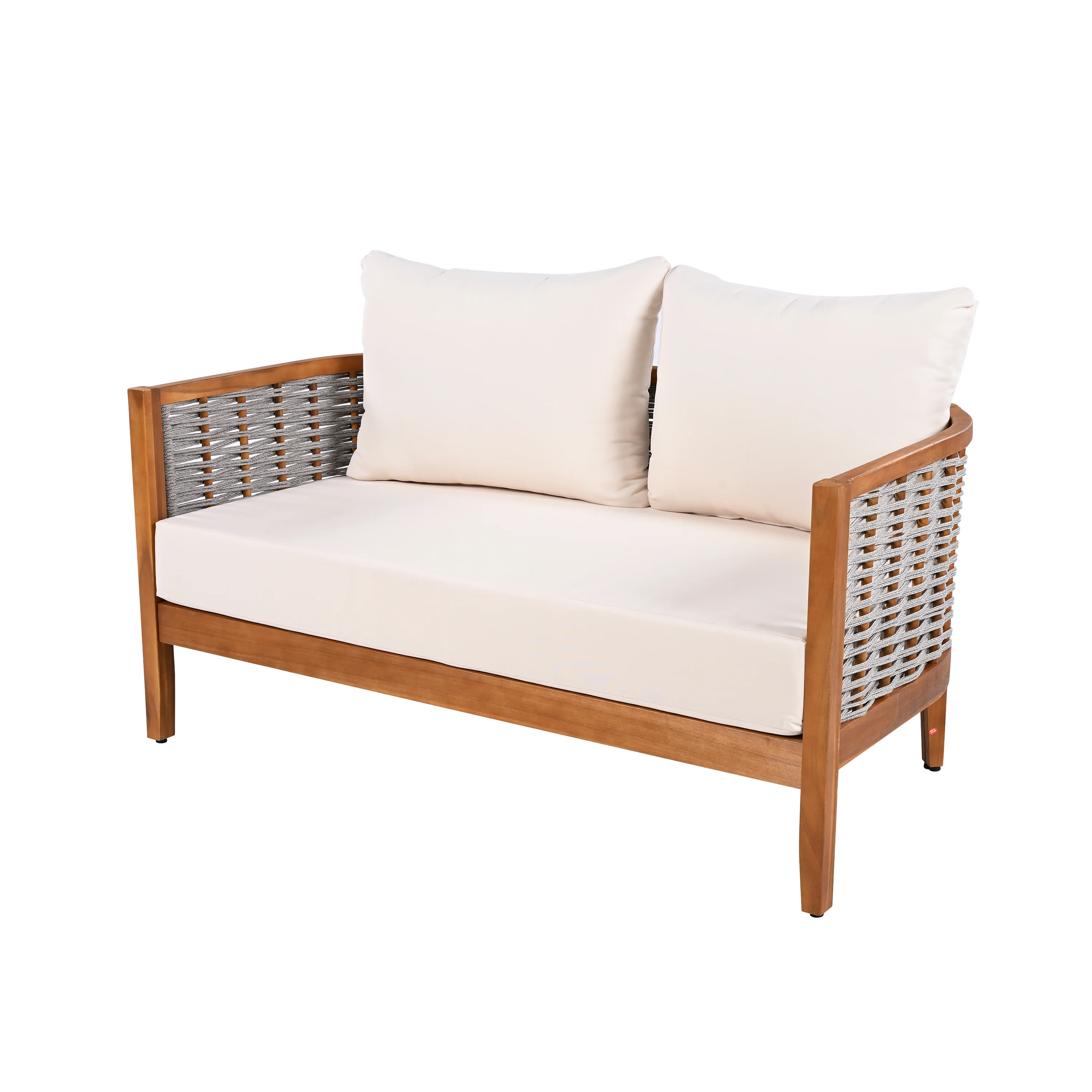 Outdoor Patio Woven Rope Tub Design 4 Seat Sofa Set with Soft Cushions & Table - Image 7
