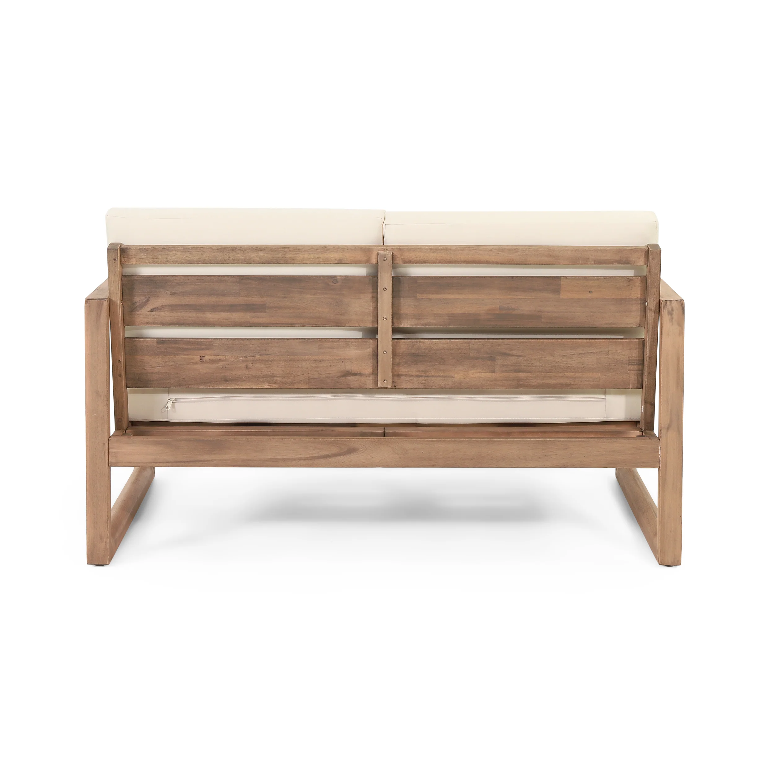 Outdoor Teak Wood Loveseat and Coffee Table Set with Cushions - Image 11