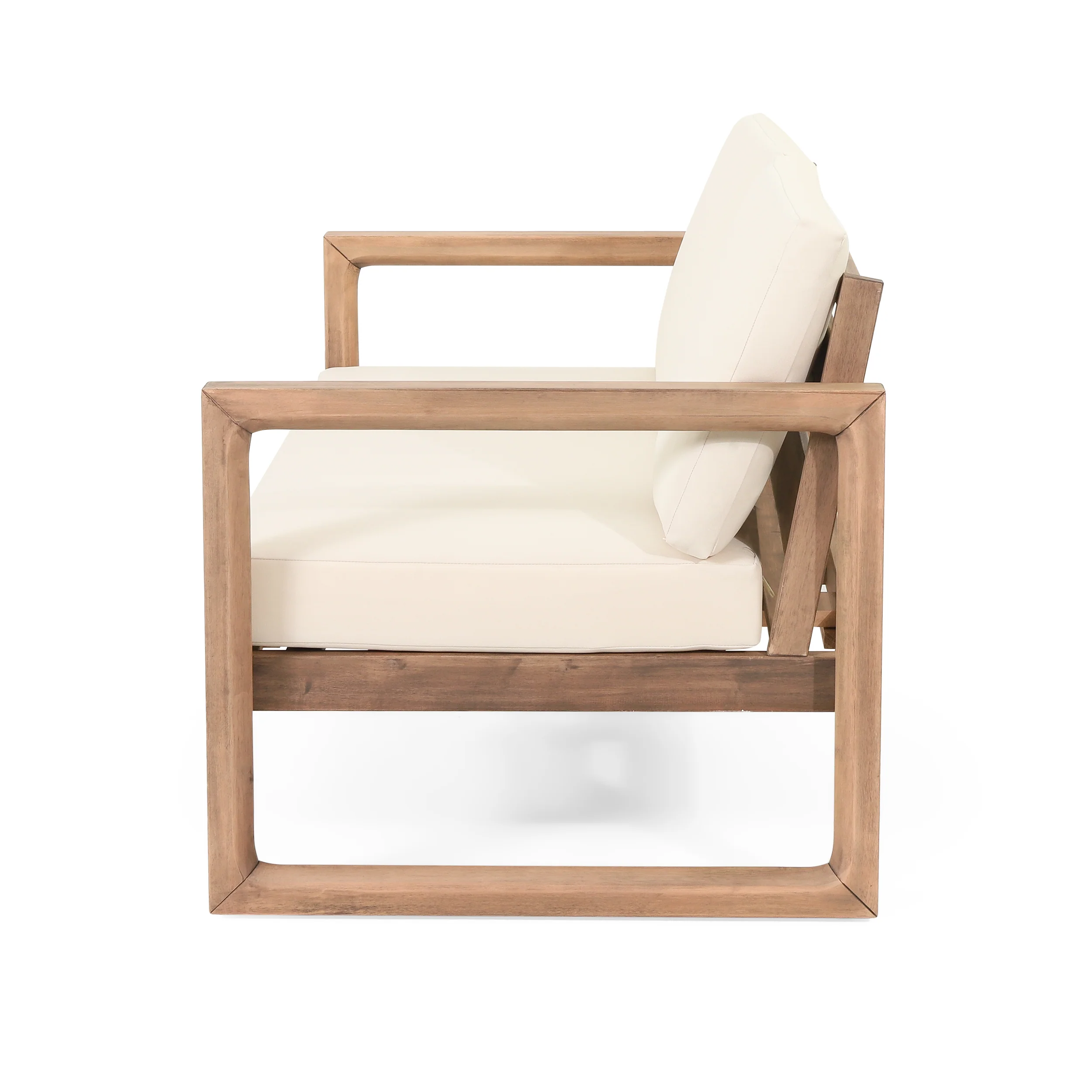 Outdoor Teak Wood Loveseat and Coffee Table Set with Cushions - Image 9