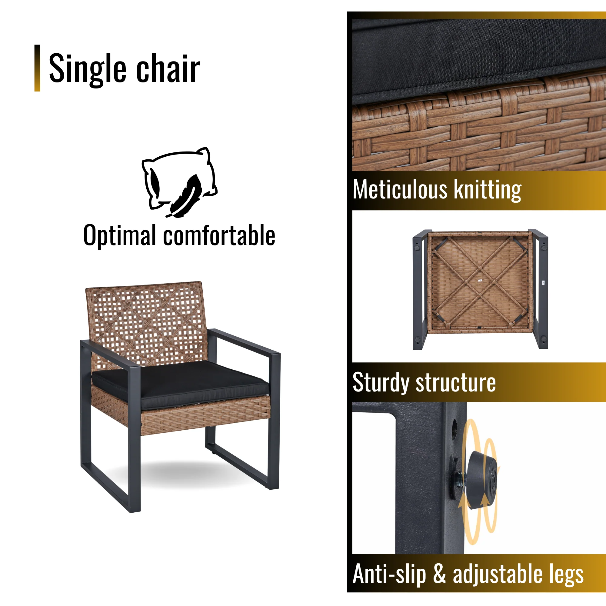 Walker Edison | Outdoor Wicker 4-Piece Patio Furniture Set - Image 13