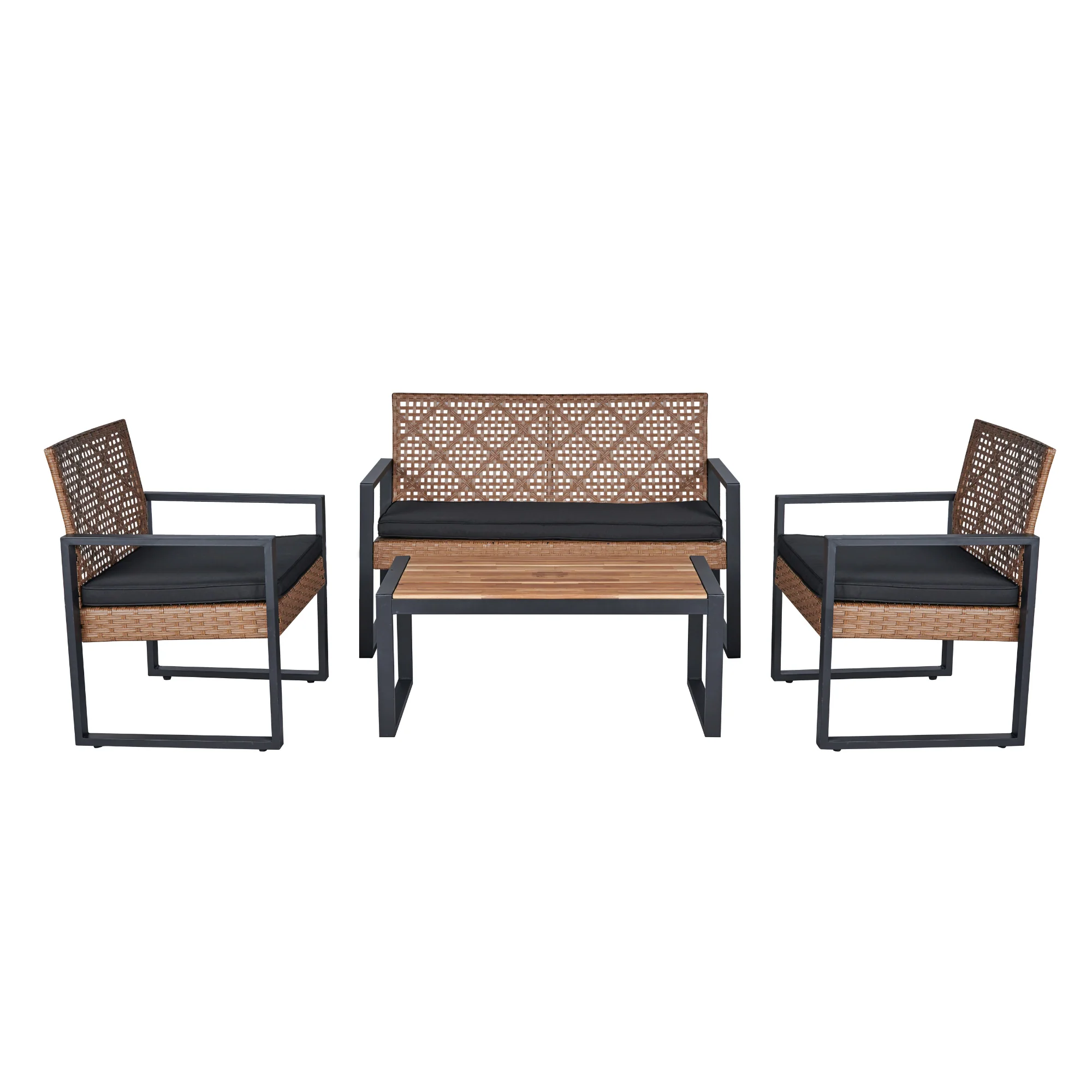 Walker Edison | Outdoor Wicker 4-Piece Patio Furniture Set - Image 17