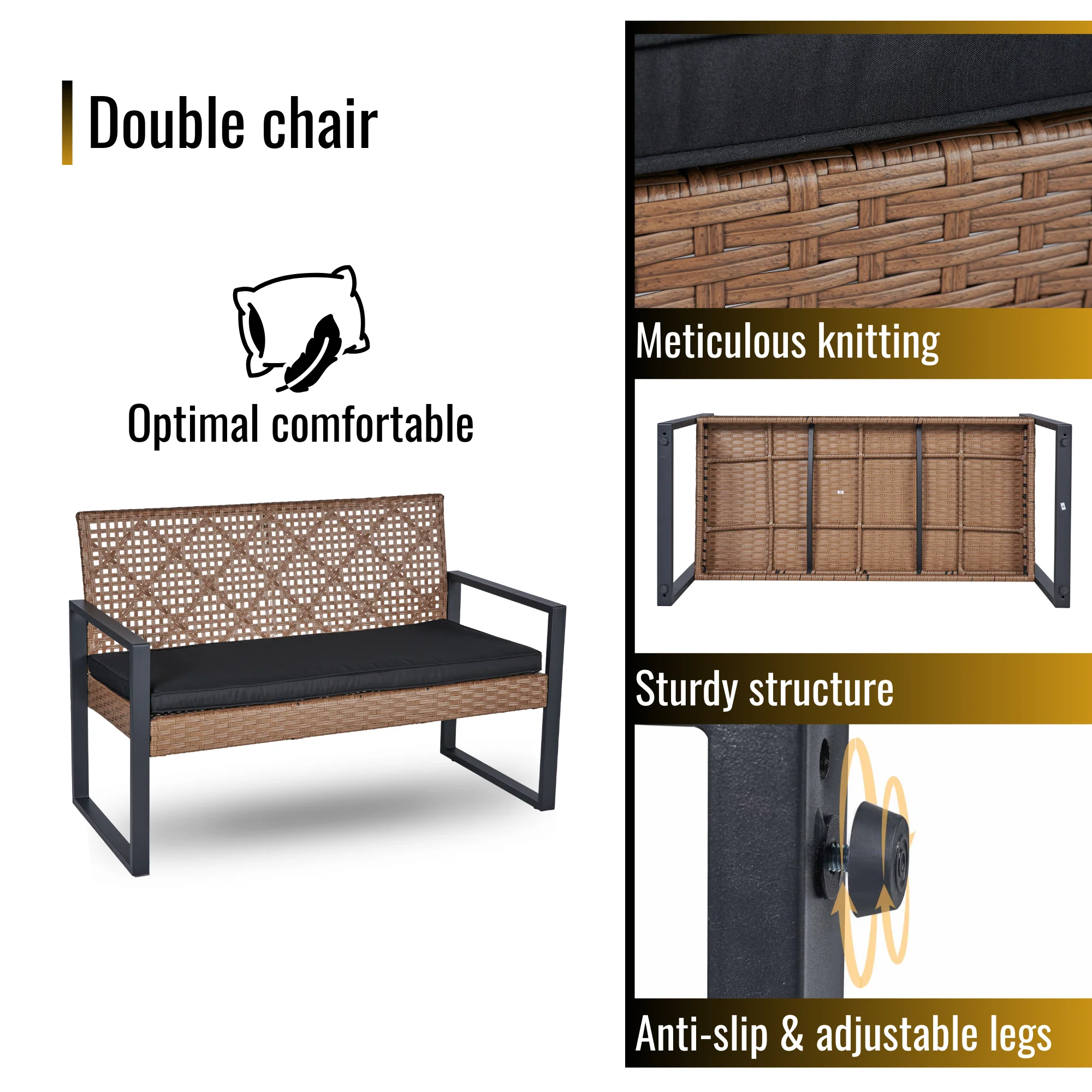 Walker Edison | Outdoor Wicker 4-Piece Patio Furniture Set - Image 8
