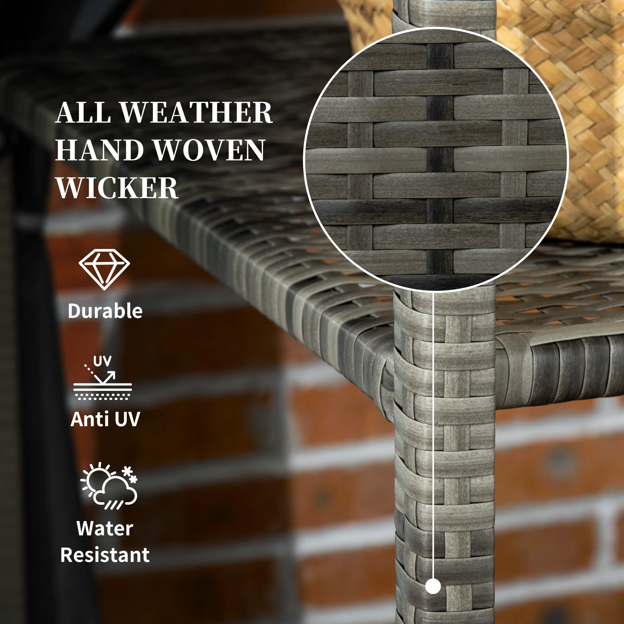 Outdoor Wicker Covered Poolside Towel Holder Rack with Storage - Image 5