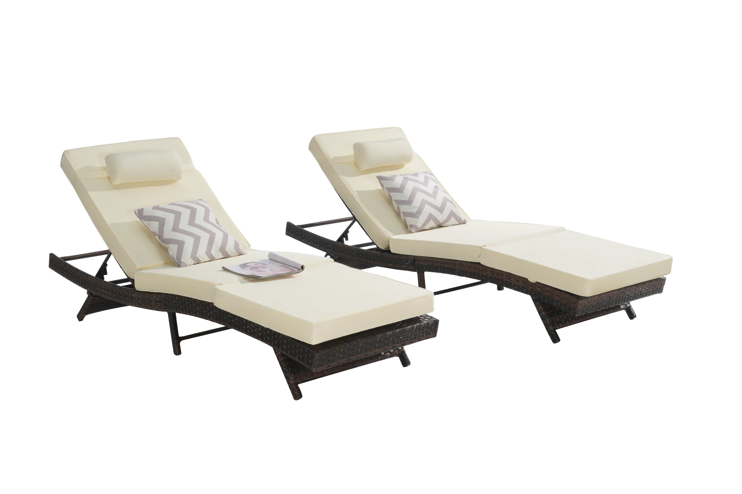 Walker Edison | Outdoor Wicker Long Reclining Chair Set of 2 - Image 3