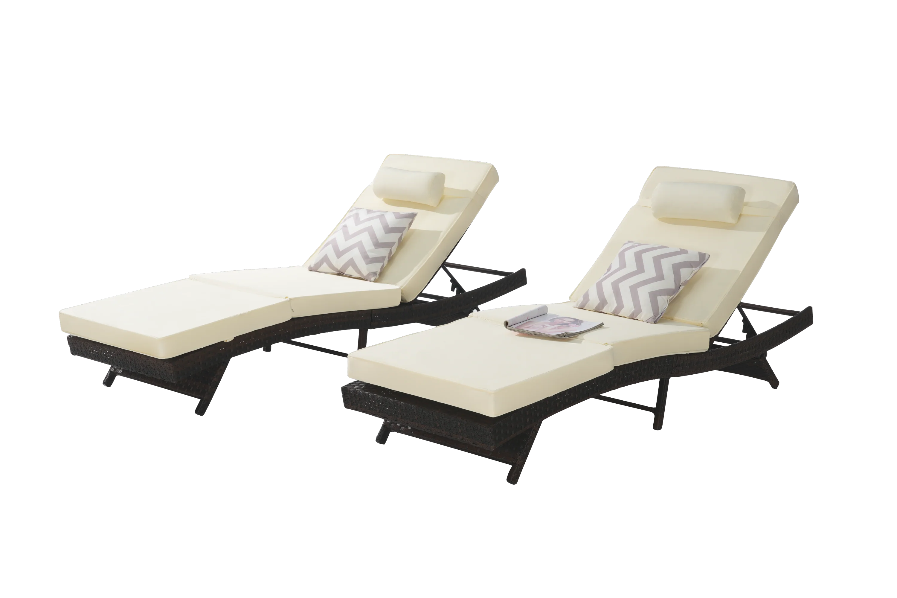 Walker Edison | Outdoor Wicker Long Reclining Chair Set of 2 - Image 4