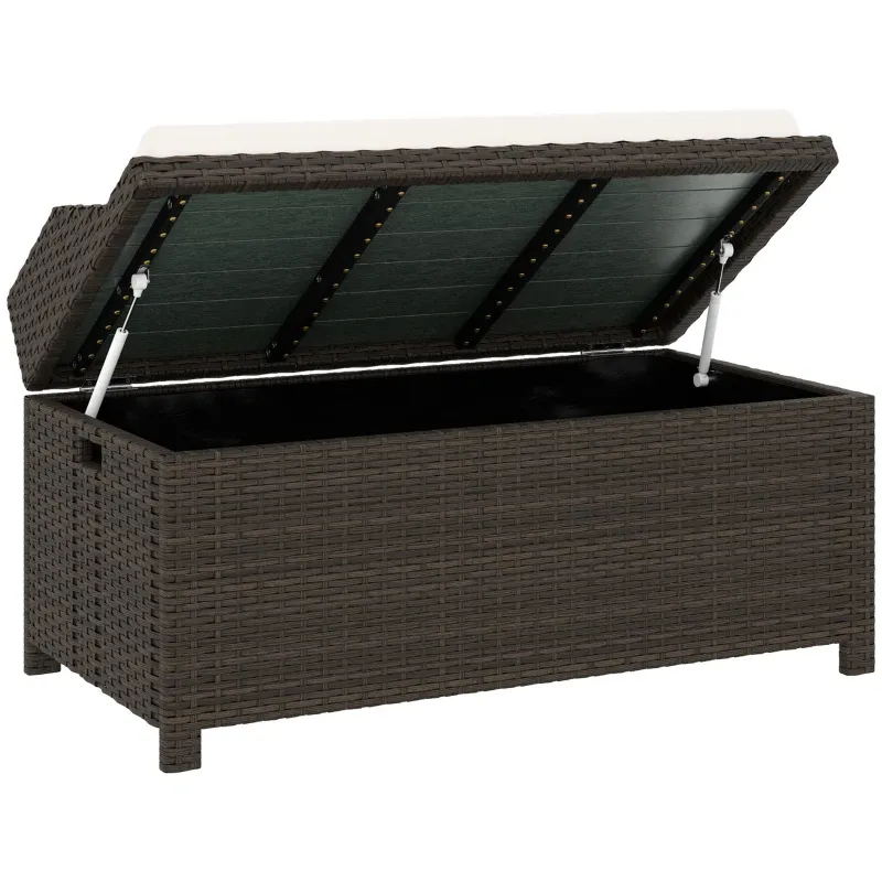 Outdoor Wicker Storage Bench with Cushion - Image 7