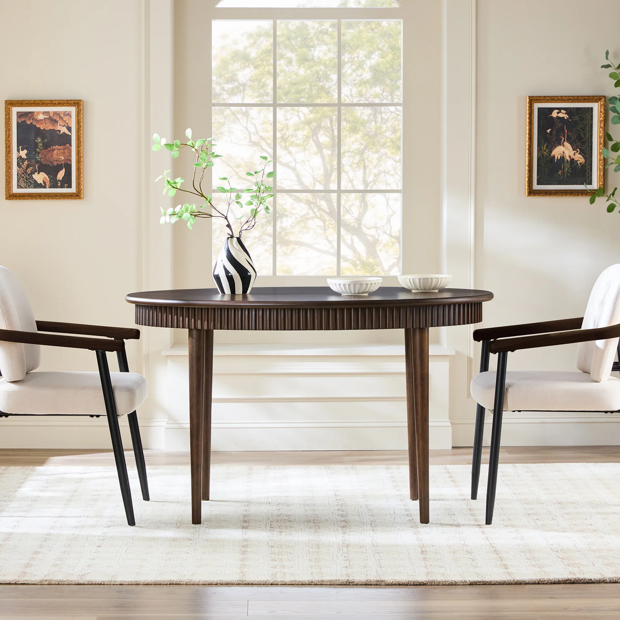 Samantha Modern Fluted Wooden 52" Oval Dining Table - Image 12