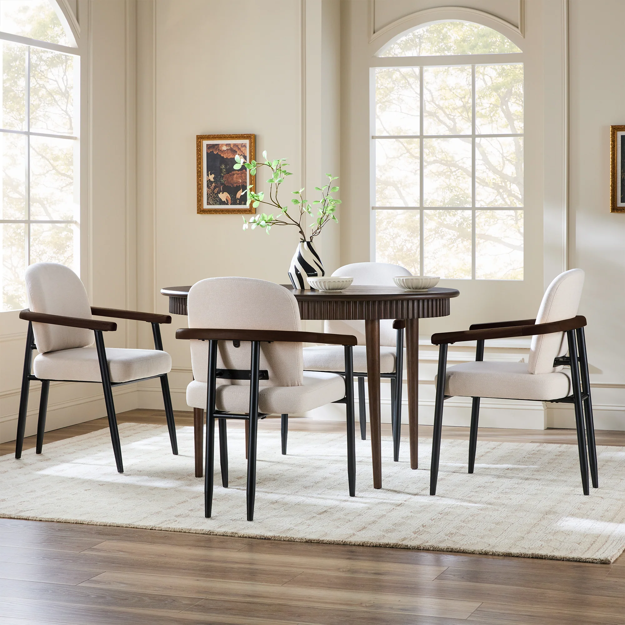 Samantha Modern Fluted Wooden 52" Oval Dining Table - Image 16
