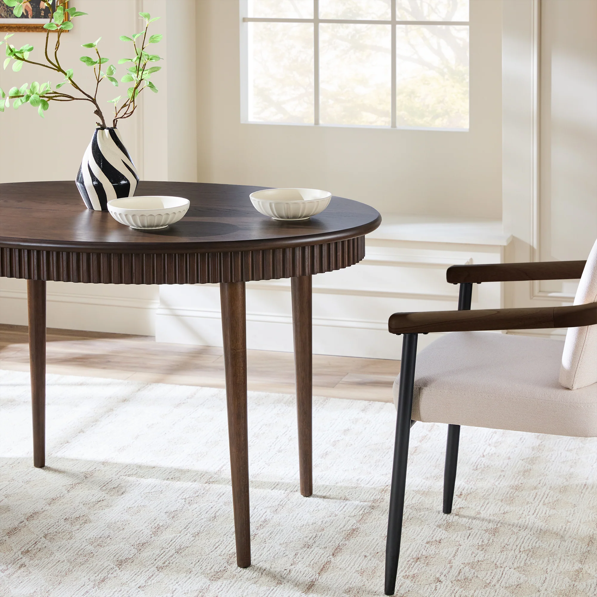Samantha Modern Fluted Wooden 52" Oval Dining Table - Image 20