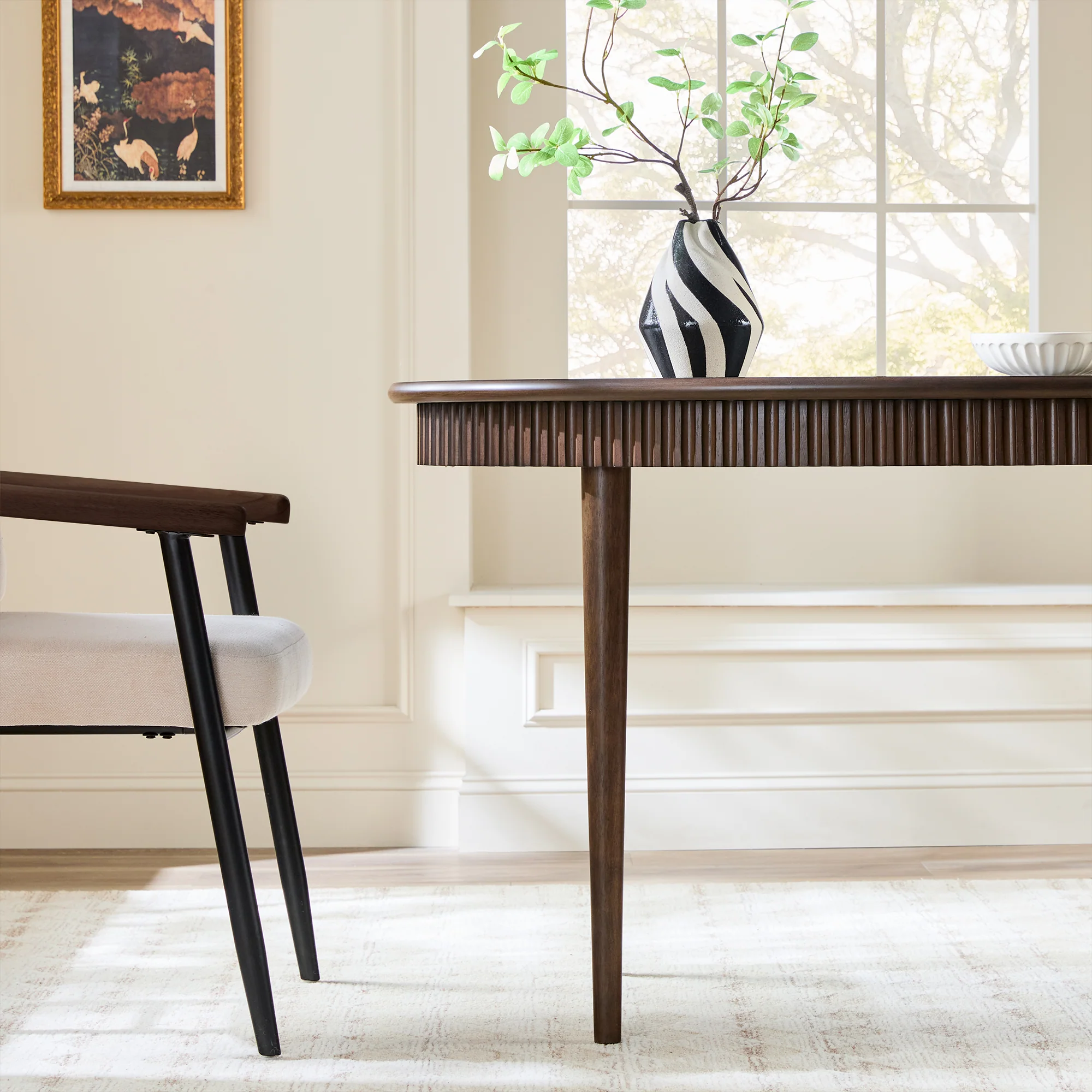 Samantha Modern Fluted Wooden 52" Oval Dining Table - Image 21