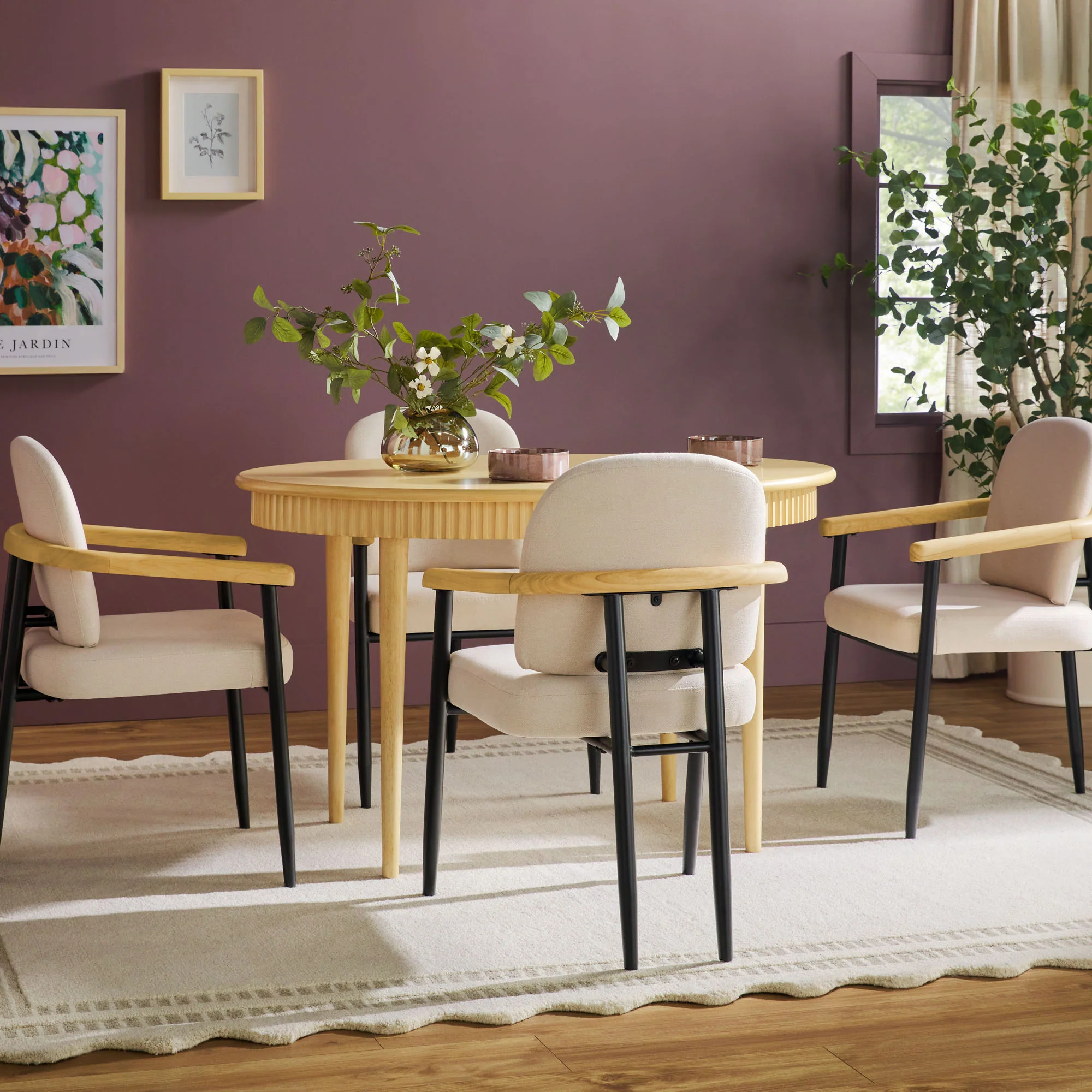 Samantha Modern Fluted Wooden 52" Oval Dining Table - Image 3