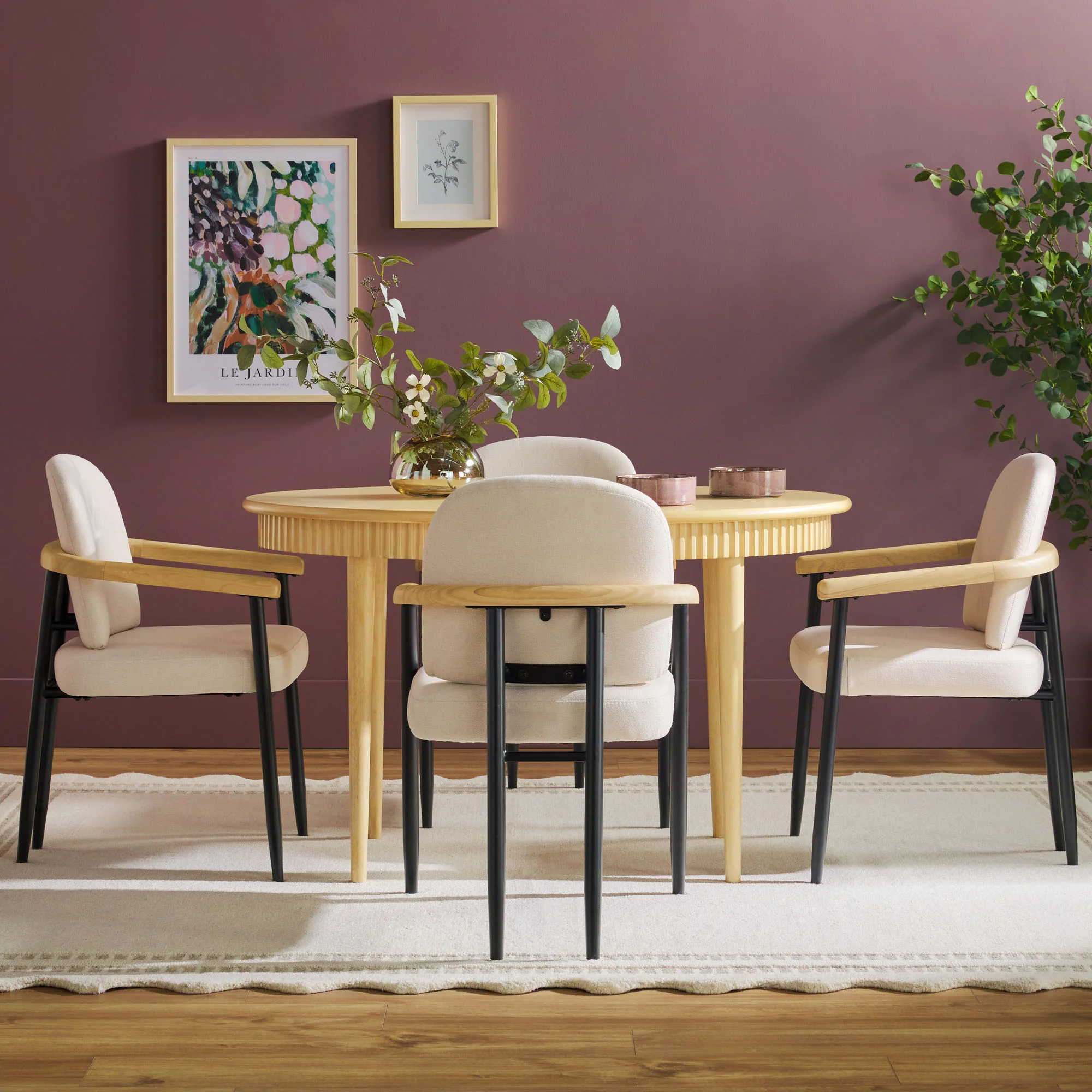 Samantha Modern Fluted Wooden 52" Oval Dining Table - Image 4