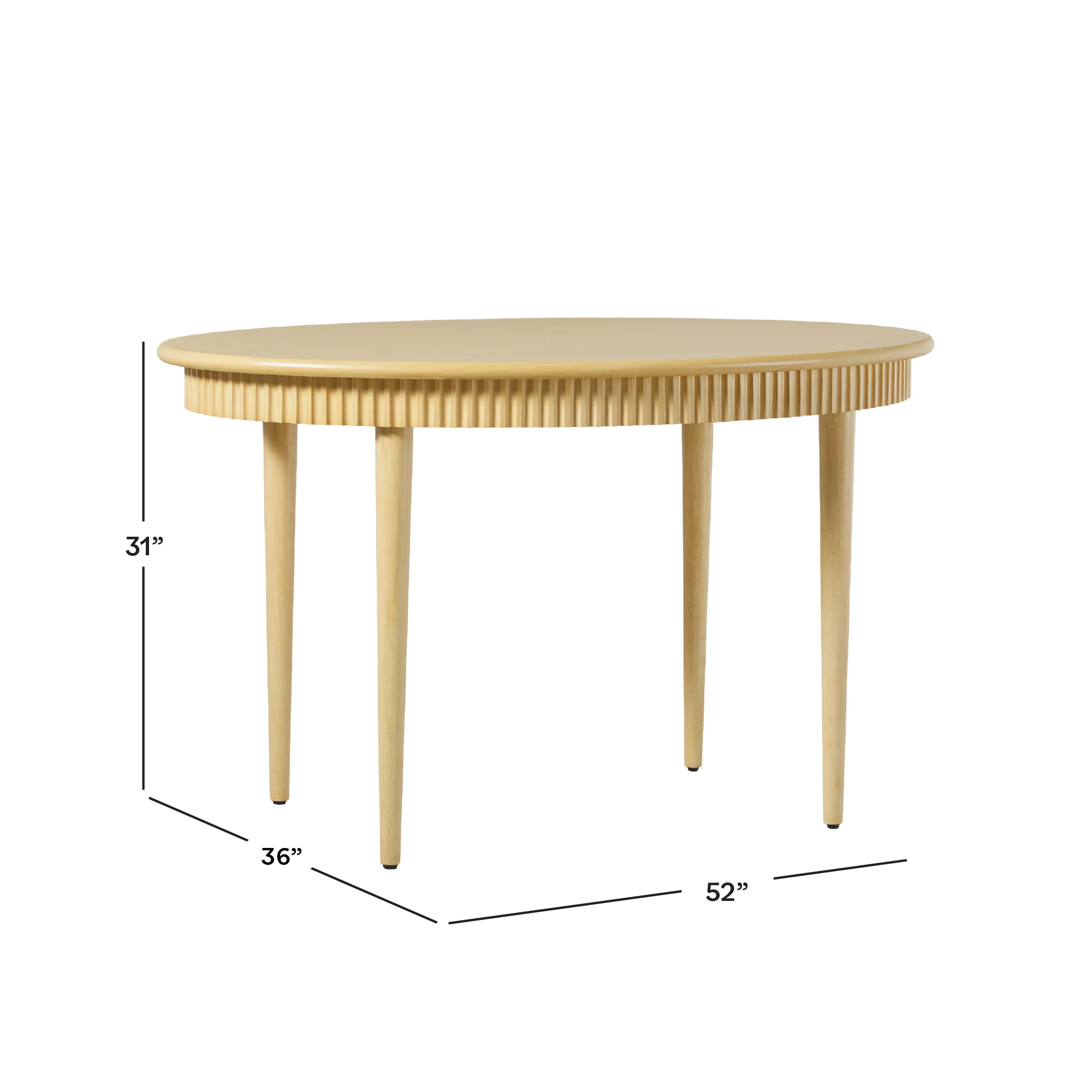 Samantha Modern Fluted Wooden 52" Oval Dining Table - Image 5
