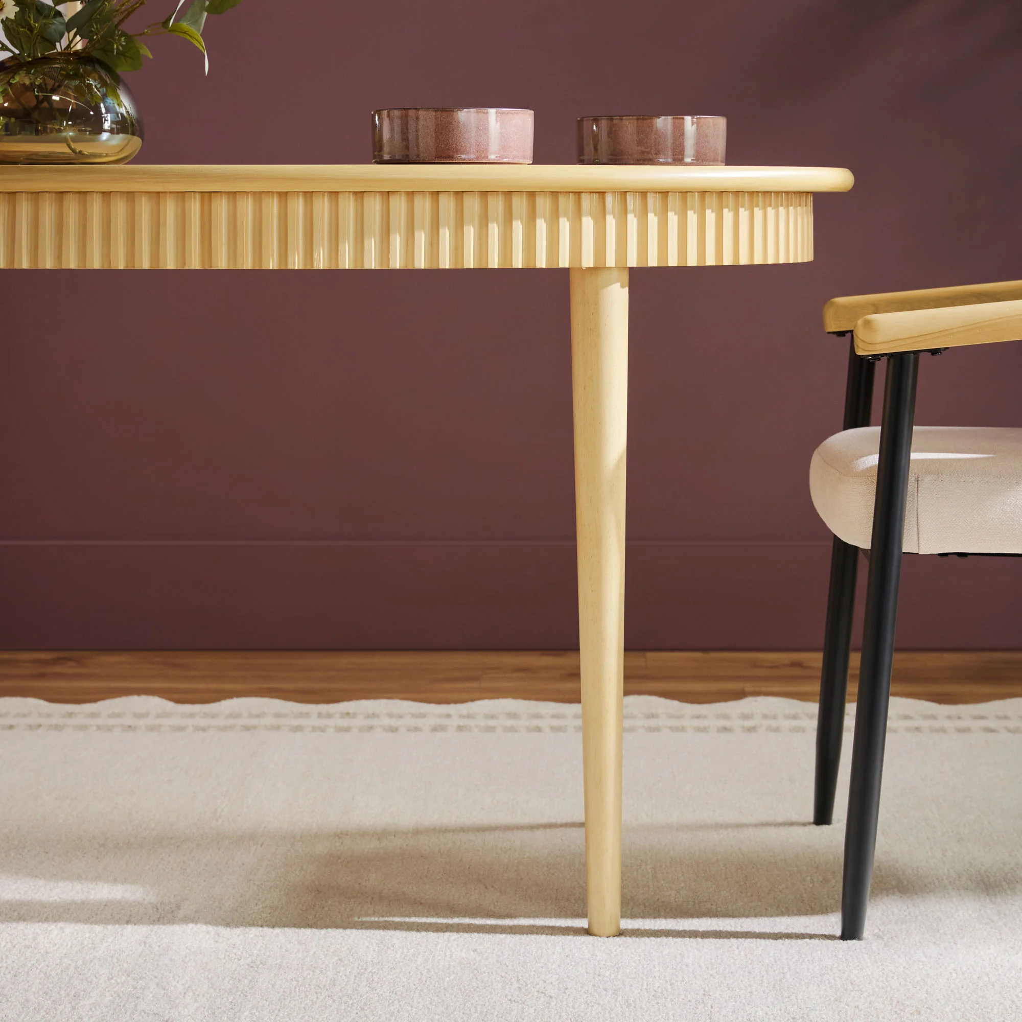 Samantha Modern Fluted Wooden 52" Oval Dining Table - Image 7