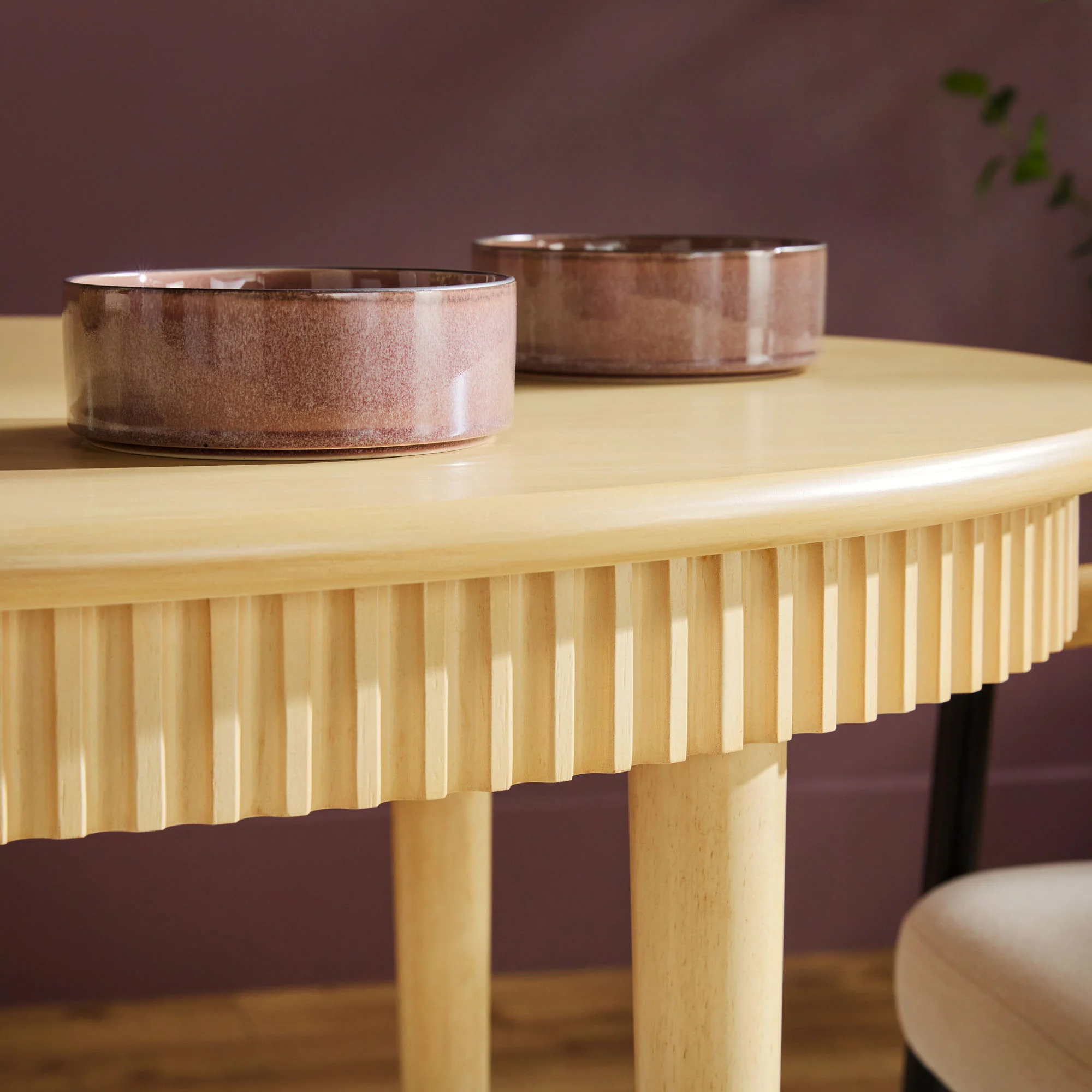 Samantha Modern Fluted Wooden 52" Oval Dining Table - Image 8