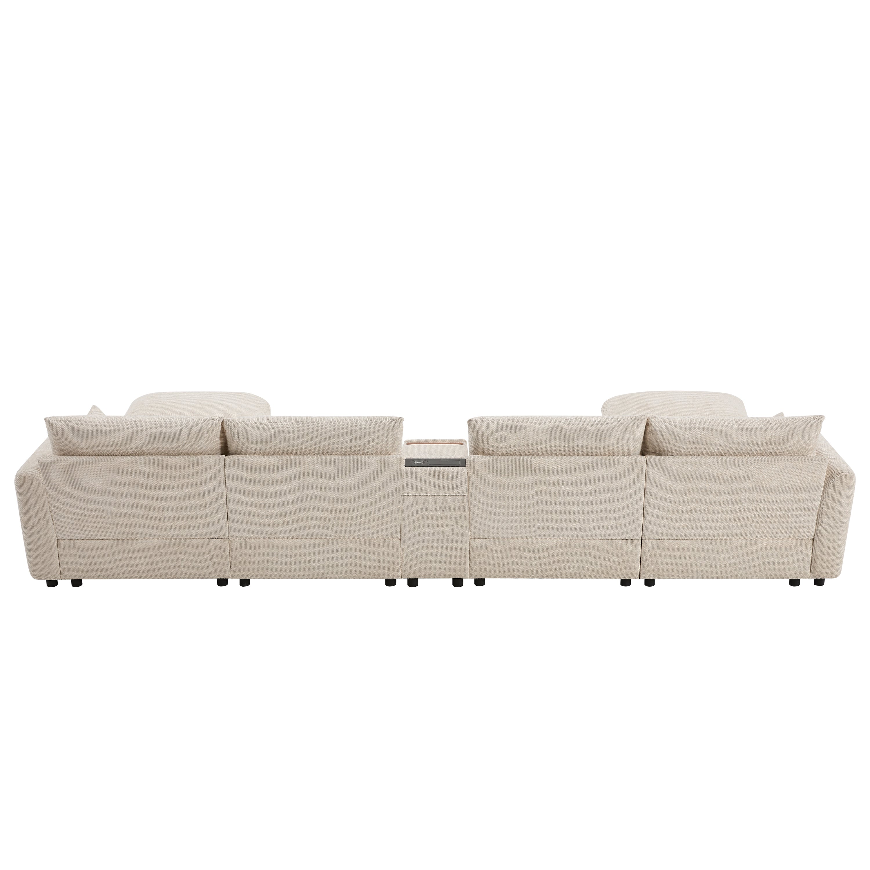 Oversized Chenille Modular Sectional Sofa with Console and Two Storage Ottomans - Image 22