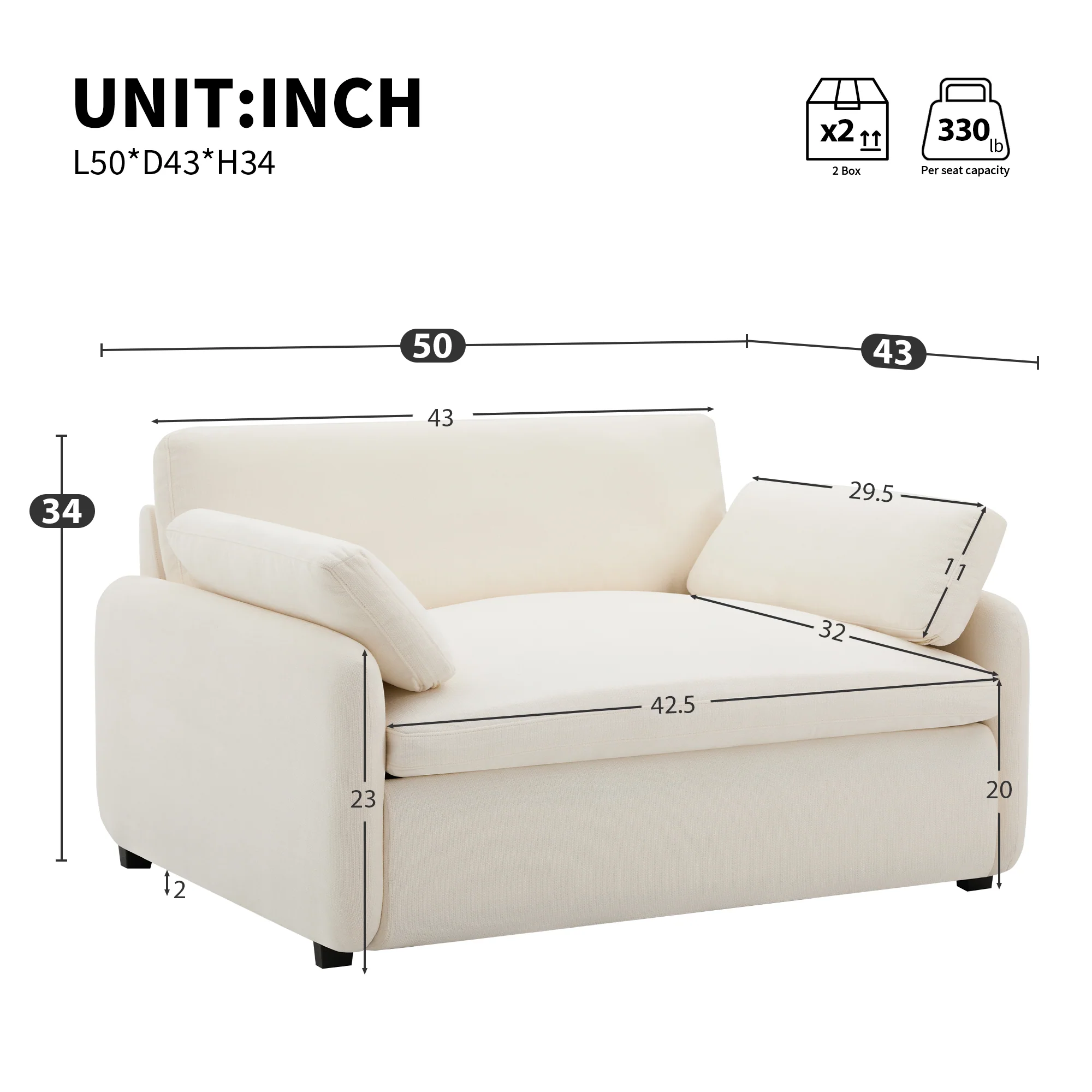 Oversized Chenille Single Wide and Deep Seat Accent Chair - Image 3