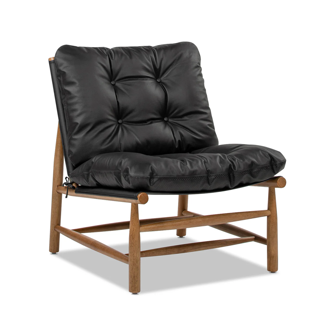 Oxford 26.5' Noir Black Leather Mid-Century Modern Accent Chair - Image 4