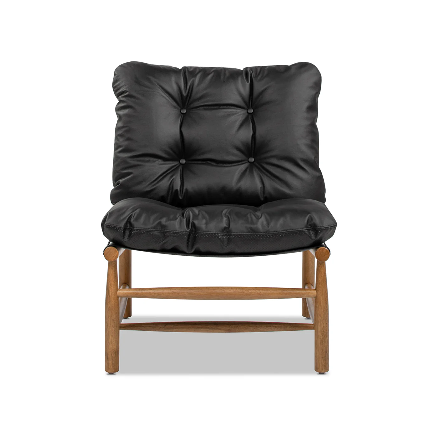 Oxford 26.5' Noir Black Leather Mid-Century Modern Accent Chair - Image 5