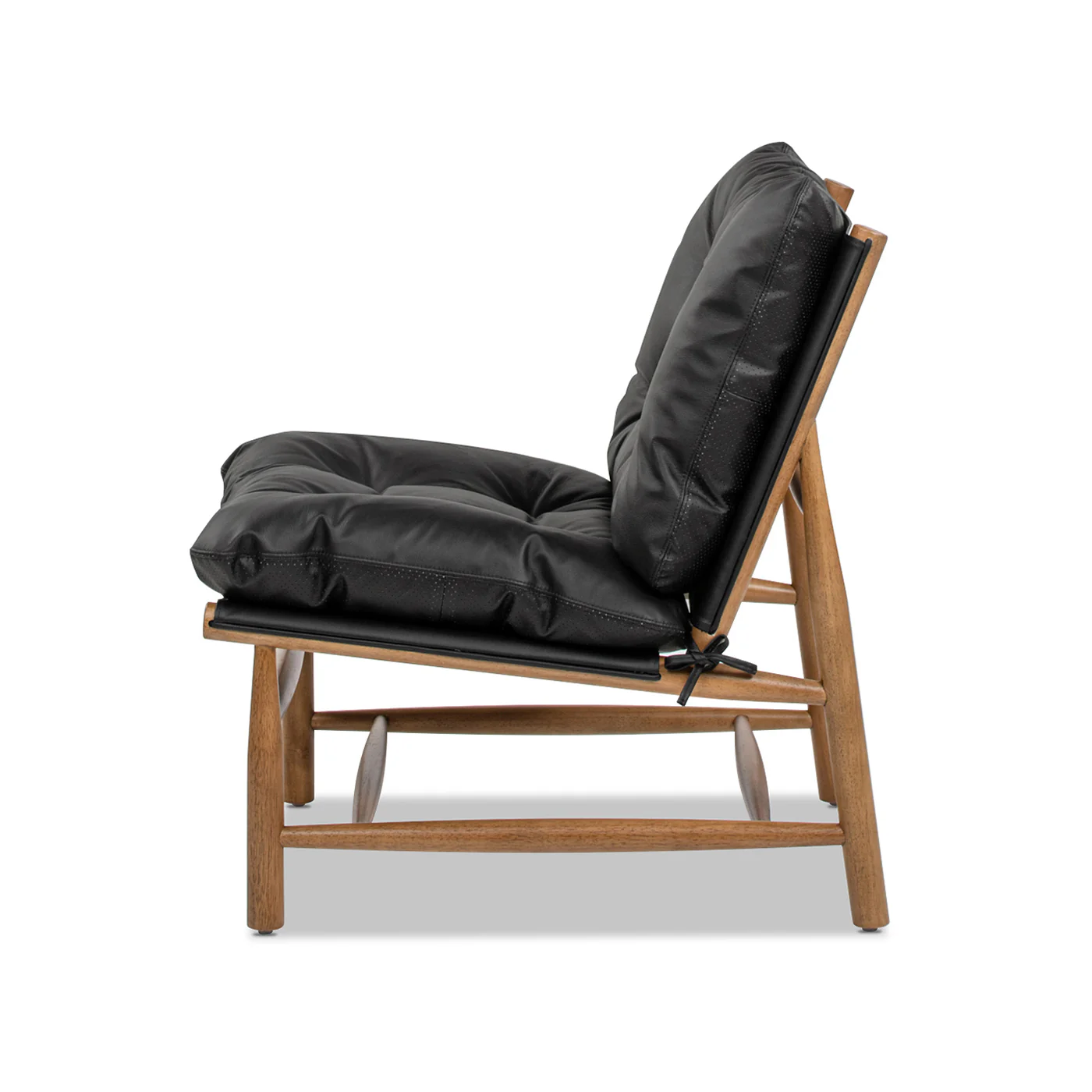 Oxford 26.5' Noir Black Leather Mid-Century Modern Accent Chair - Image 6