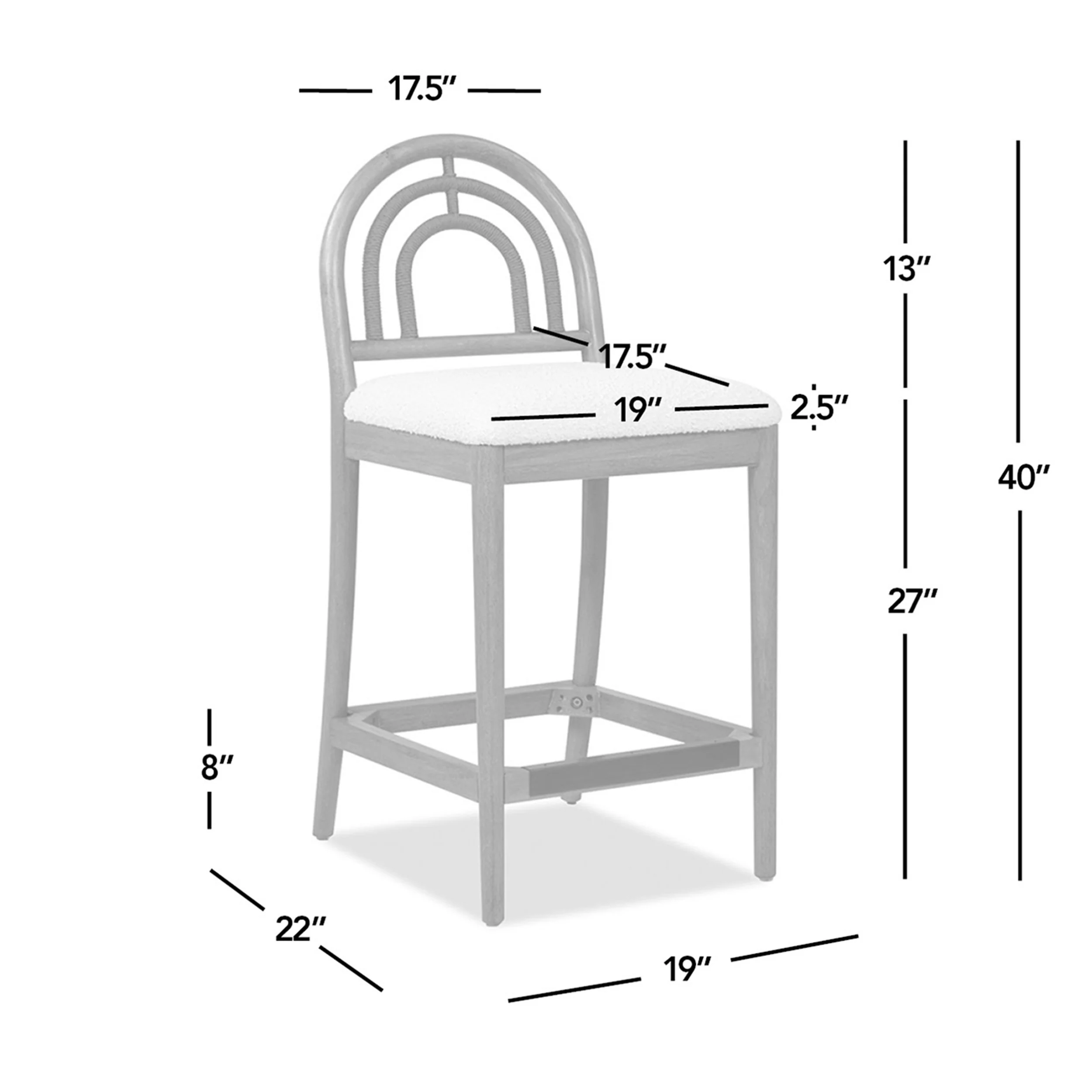 Panama Boucle 30.5' Curved Back Cane Rattan Bar Stool, Set of 2 - Image 12