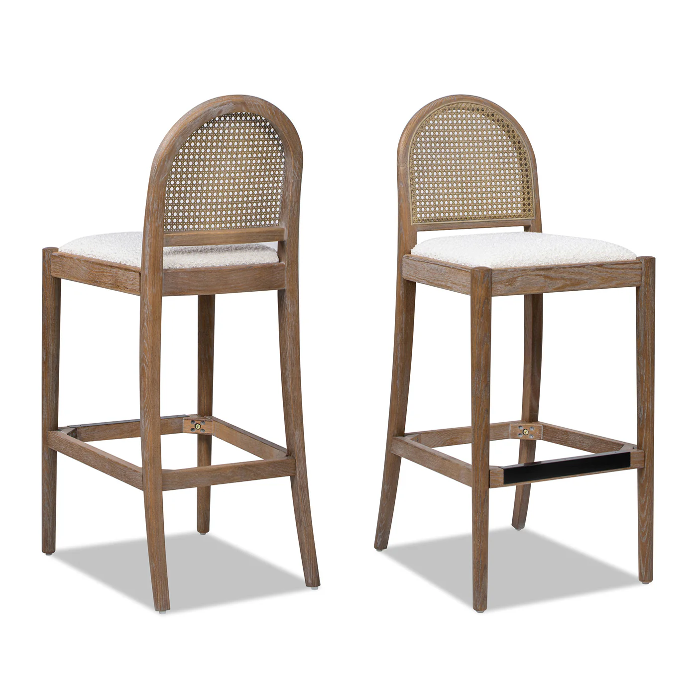 Panama Boucle 30.5' Curved Back Cane Rattan Bar Stool, Set of 2 - Image 4