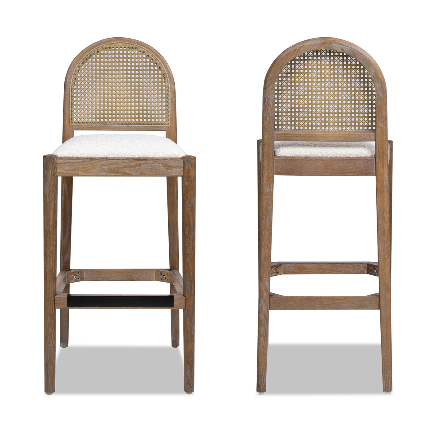 Panama Boucle 30.5' Curved Back Cane Rattan Bar Stool, Set of 2 - Image 5