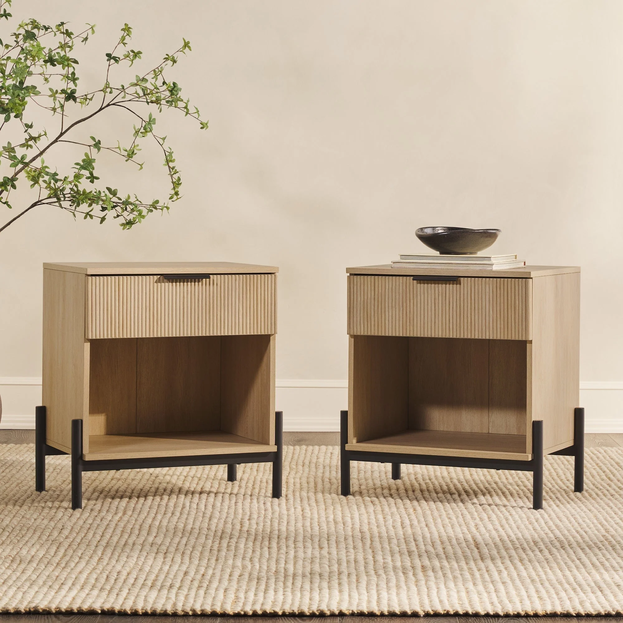 Paris Modern Scandinavian Reeded Nightstand - Image 13